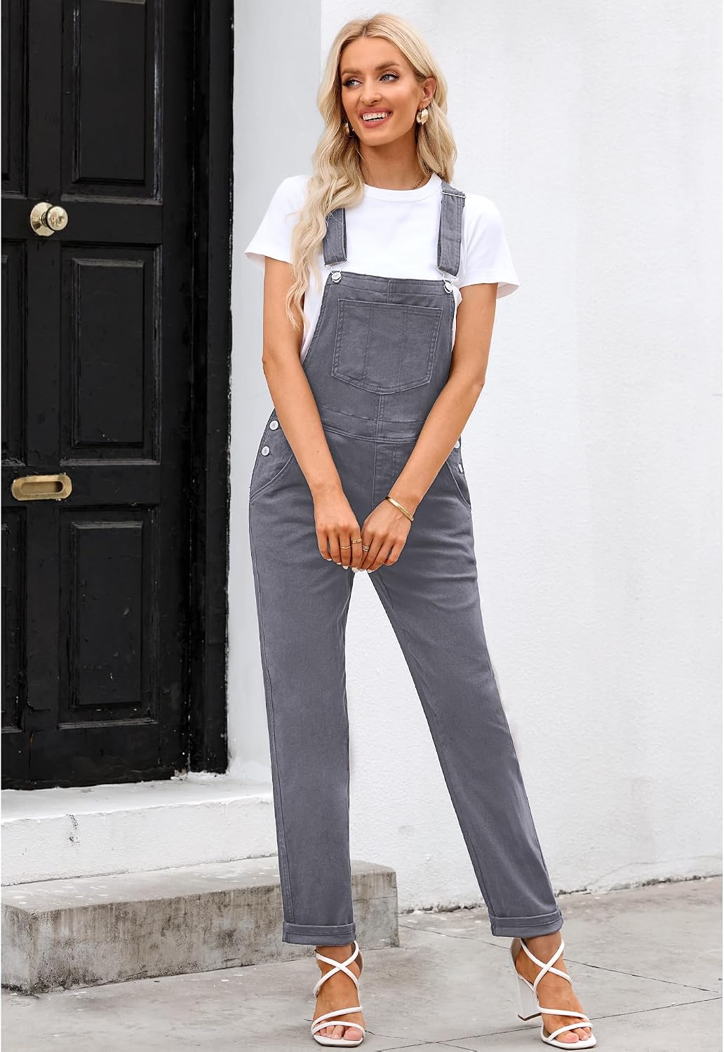 LookbookStore Denim Overalls for Women Dressy Stretch Bib Jean Jumpsuits