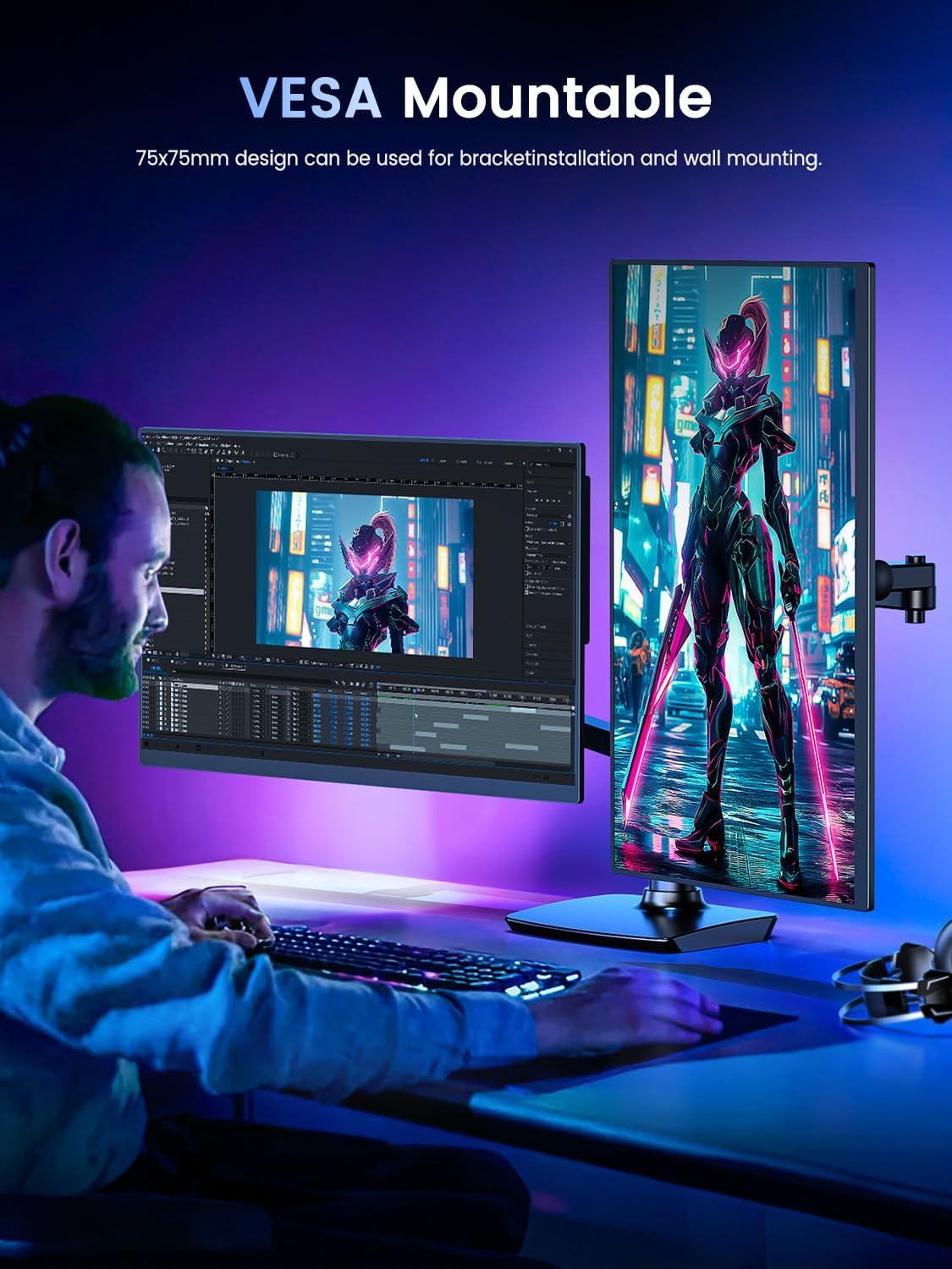 UPERFECT 18.5" 120Hz Portable Monitor, 125% sRGB Large Gaming Monitor