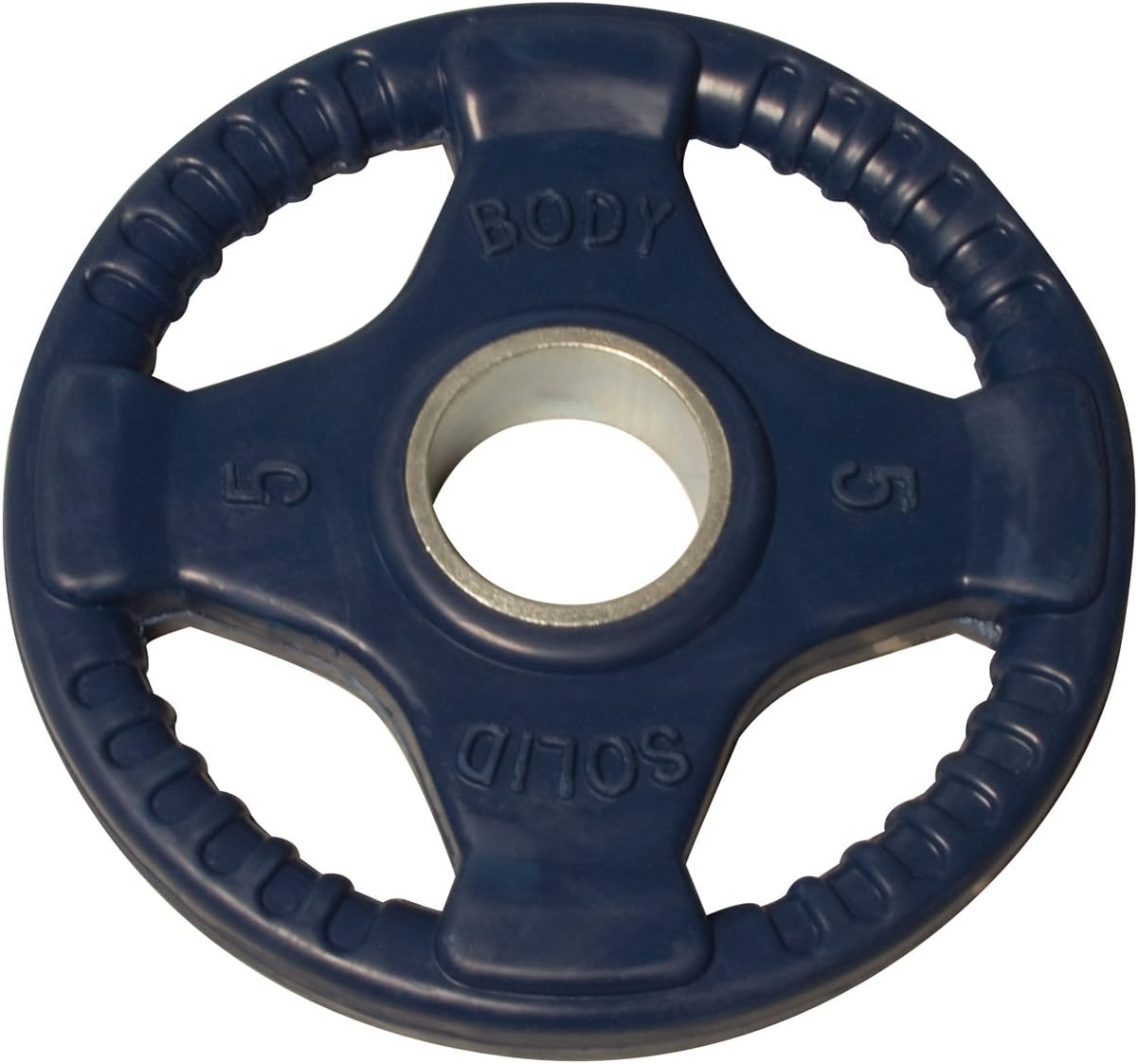 Body-Solid Quad Grip Design Rubber Plate - Olympic Weight Plates with Rubber Coating for Weight Lifting and Strength Training