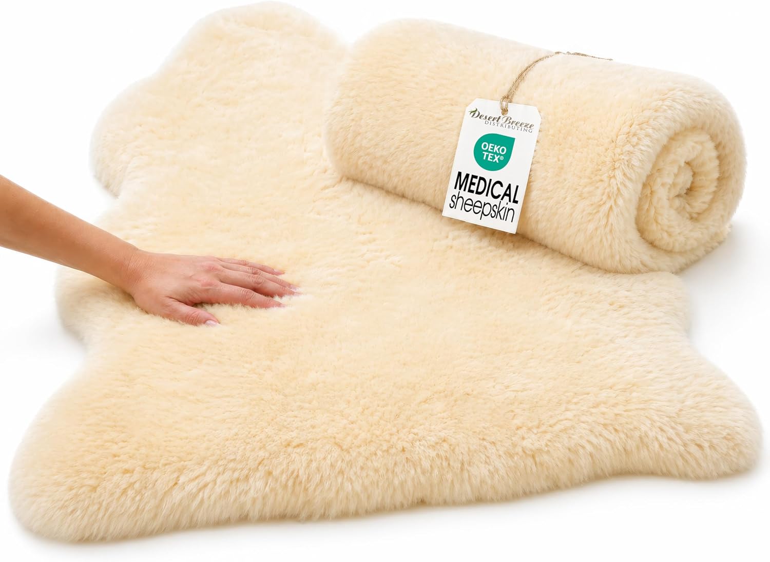 Medical Sheepskin for Bedsores, Oeko-Tex Lambskin Pad 24 x 41 in, Shorn | Dense shorn medical lambskin helps relieve pressure points on bed