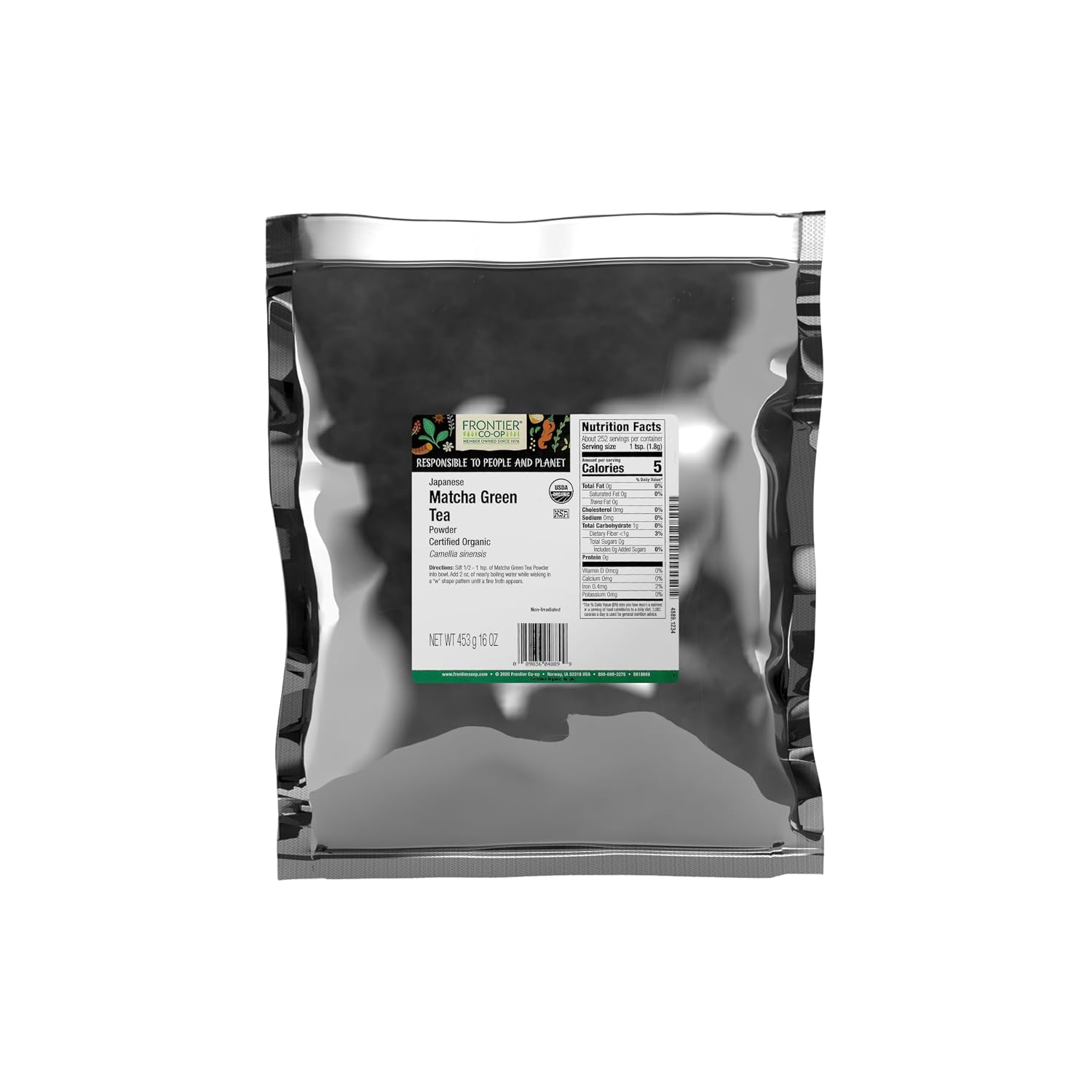 Frontier Co-op Organic Gunpowder Green Tea Leaves, 1-Pound Bulk, Smokey Green Tea, Maintains Freshness, Kosher, Fair Trade | Smokey Green Tea, Maintains Freshness, Kosher, Fair Trade