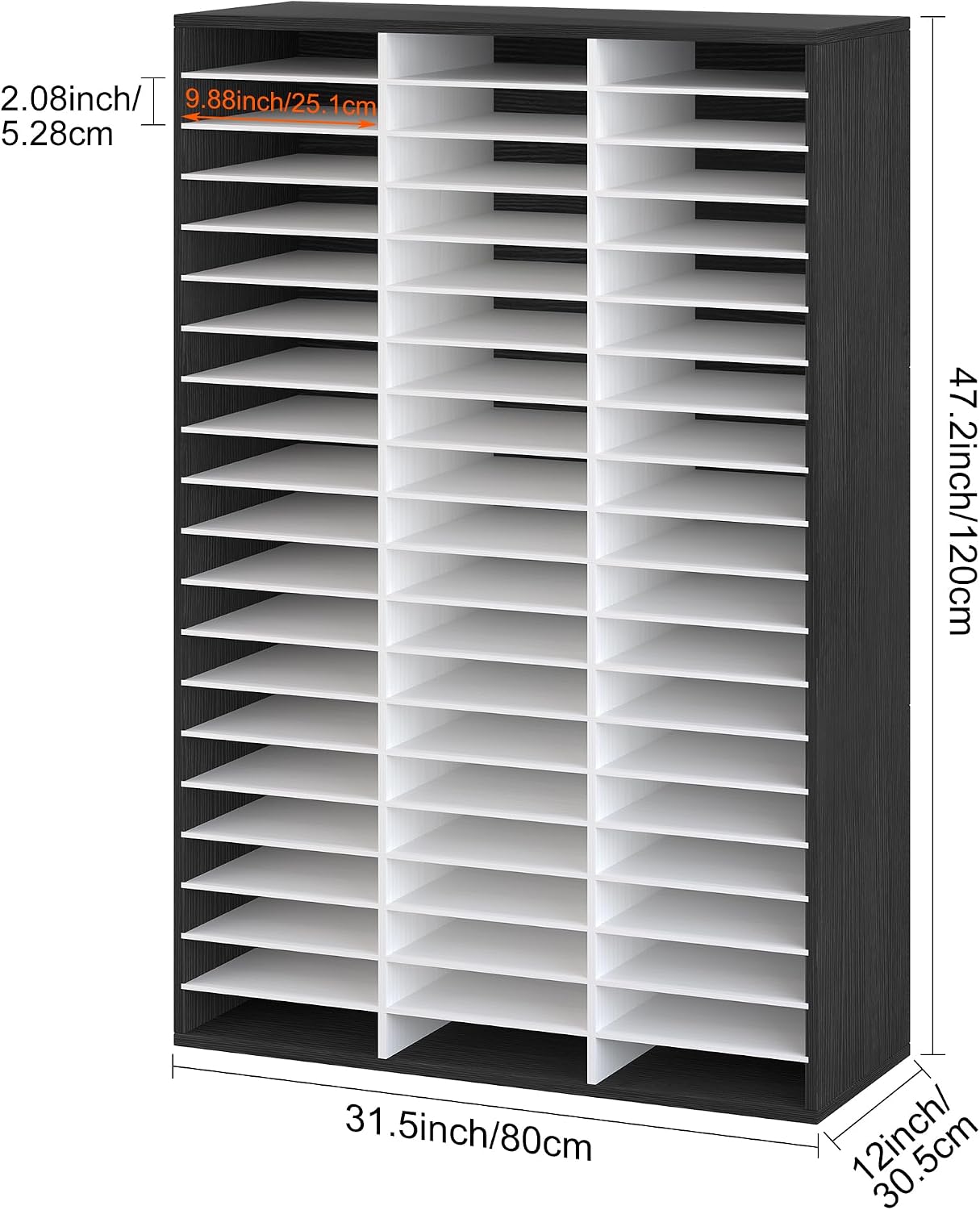 EasyPAG 12 Compartments Wooden Literature Organizer with Adjustable Shelves, 6000 Sheets Capacity Paper Organizer