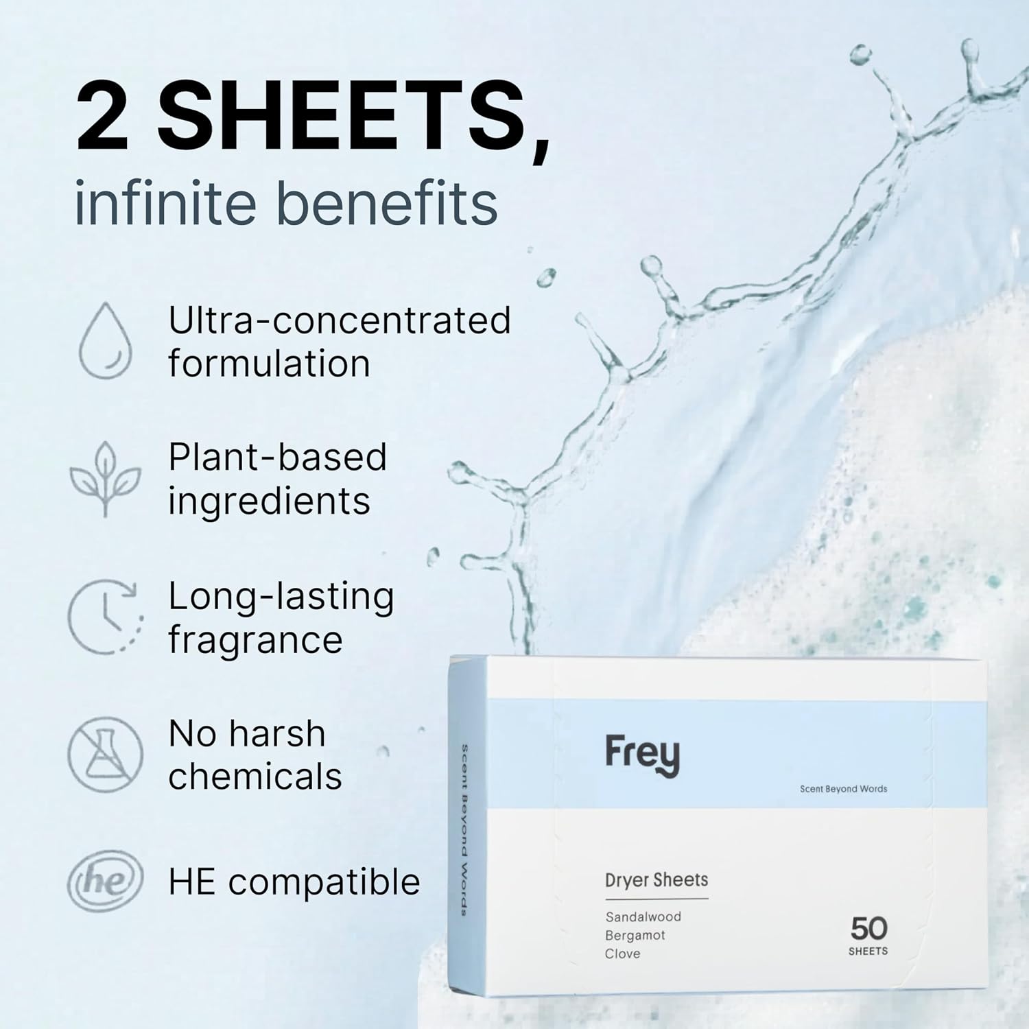 FREY Naturally Scented Dryer Sheets, 2-Pack, Cedar Grove