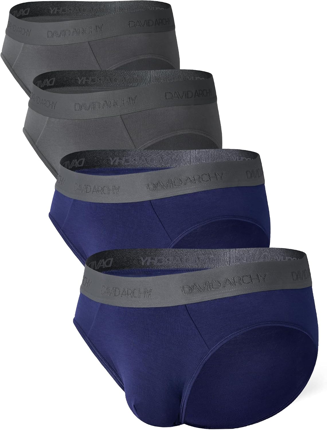 DAVID ARCHY Men's Breathable Support Pouch Underwear Briefs 4 or 7 Pack | Cooling moisture-wicking no-fly Rayon made from bamboo features anti-roll elastic waistbands and vibrant fade resistance.