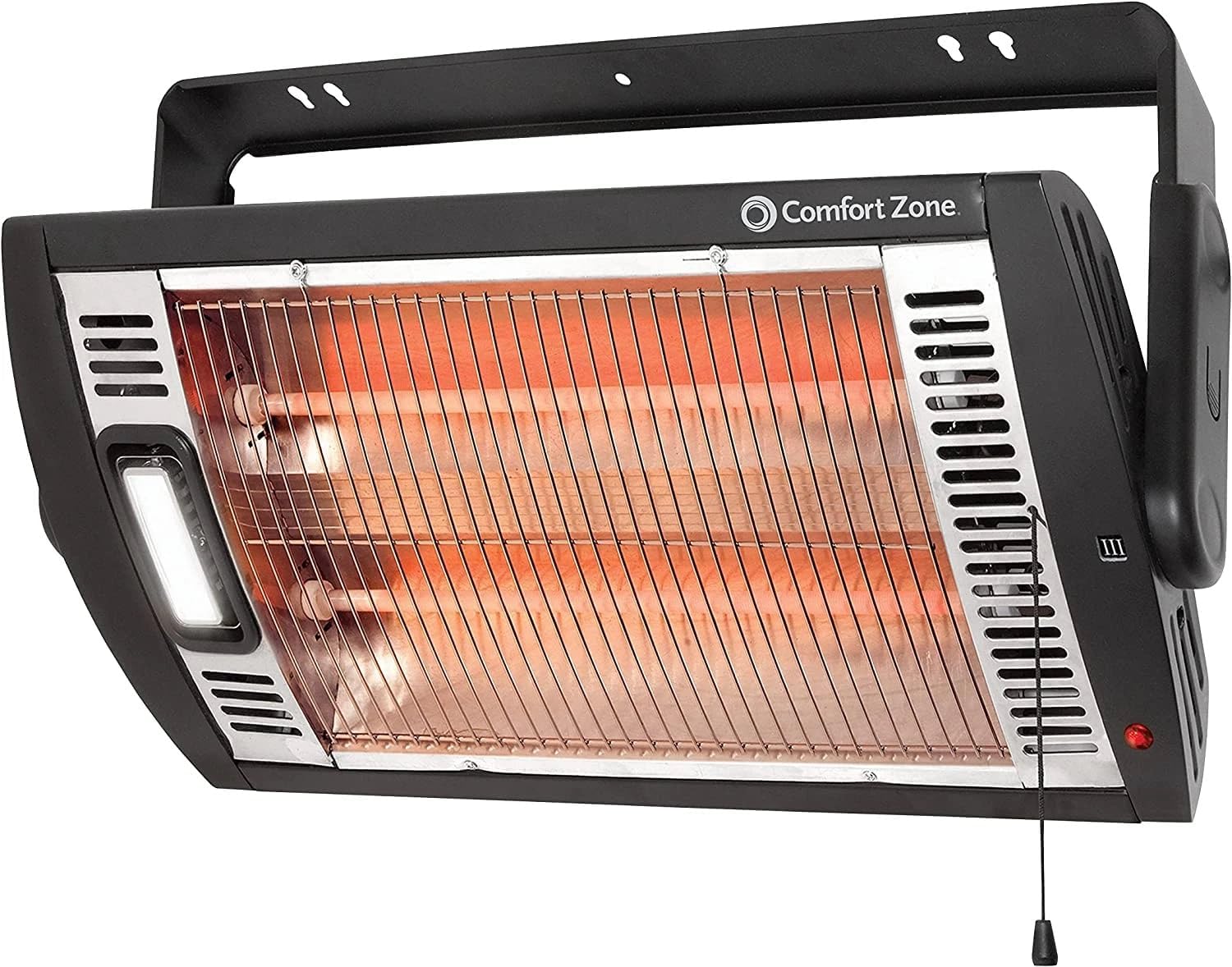 Comfort Zone 1500W Ceiling Mounted Dual Quartz Radiant Heater – Infrared Workshop Heater with 90° Adjustable Tilt
