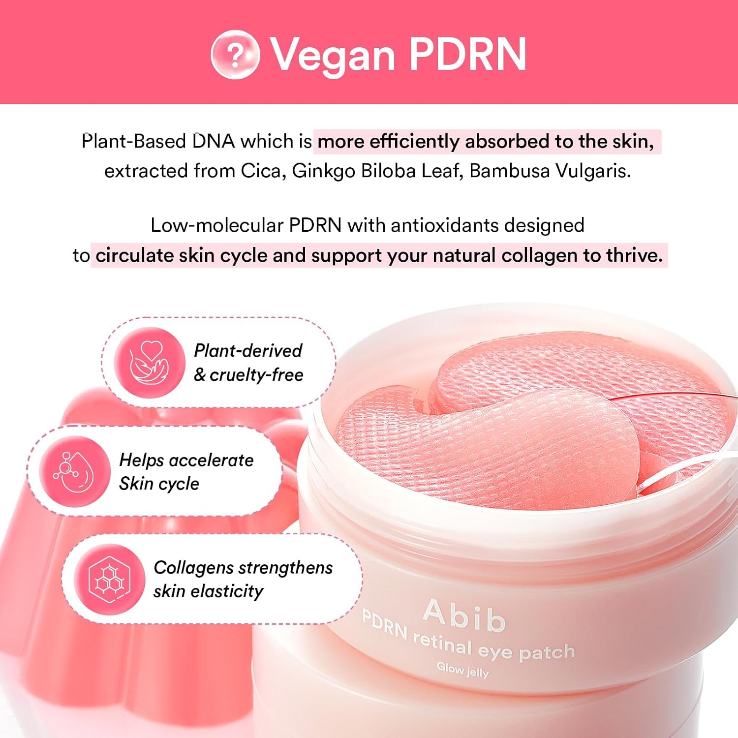 Abib Vegan Collagen Eye Patches for Wrinkles & Fine Line with Jericho Rose Jelly & Peptides, 60 Count, Korean Skin Care