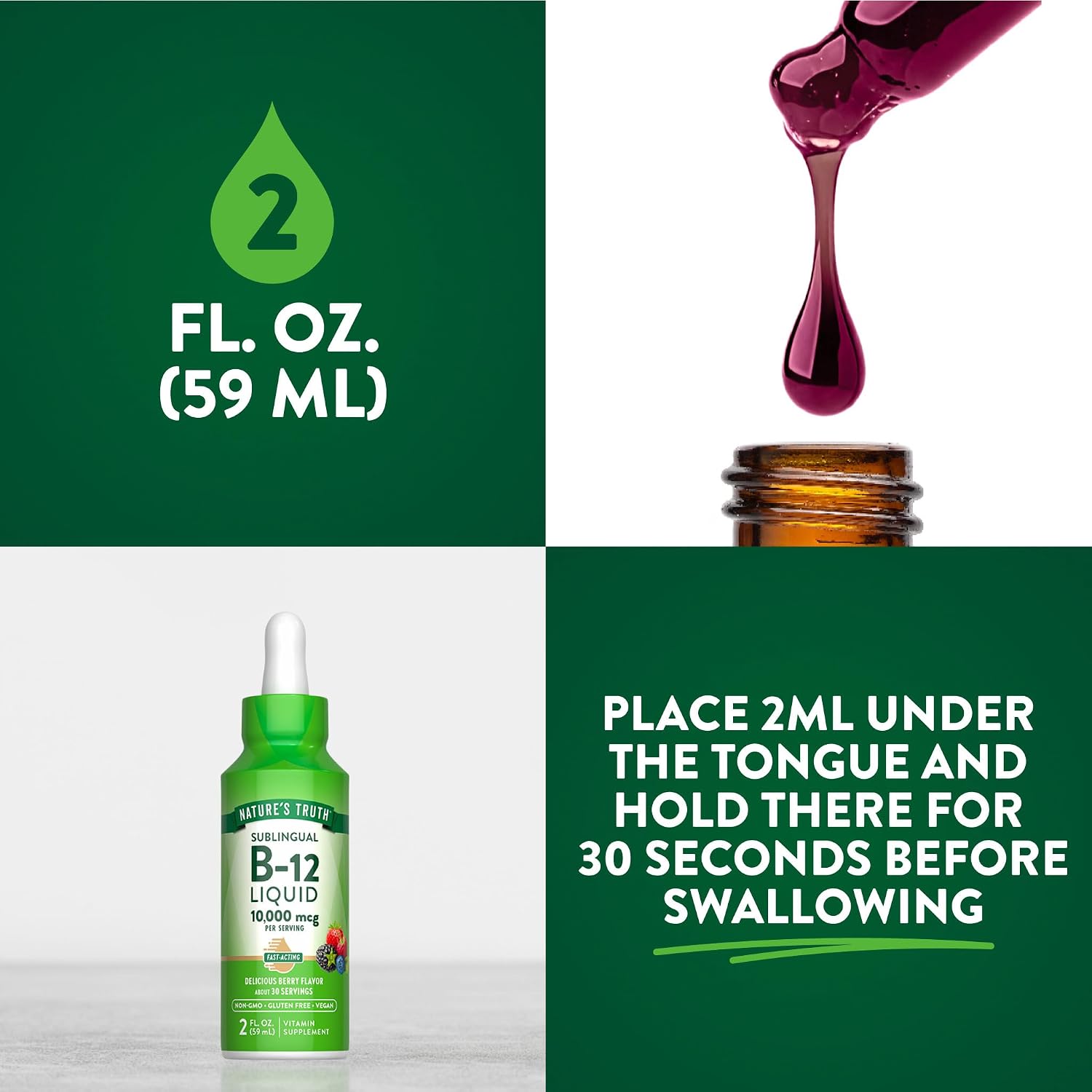 Nature's Truth B12 Sublingual Liquid Drops | 10,000 mcg | 2 oz