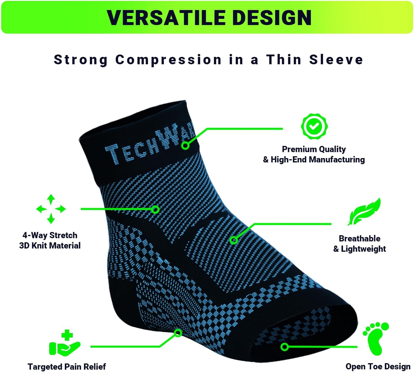 Ankle Brace Compression Sleeve - Plantar Fasciitis Sock. Relieves Achilles Tendonitis. Foot Arch Support Reduces Joint Pain, Swelling & Heel Spur Pain. Injury Recovery Braces for Sports