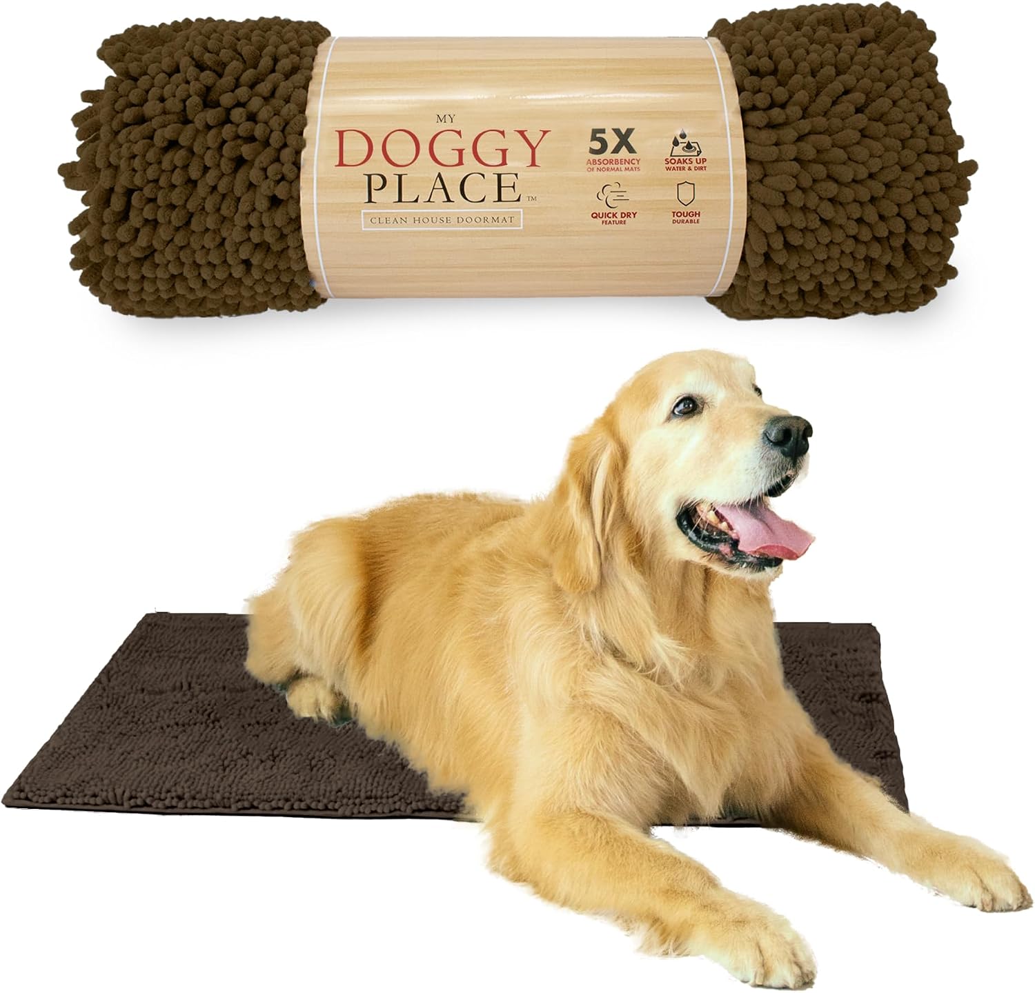 Dog Mud Mat, 31" x 20" Sage – Thick Microfiber Entry Rug for Snow, Mud & Salt – Absorbent, Quick-Dry, Washer-Safe & Non-Slip, Medium