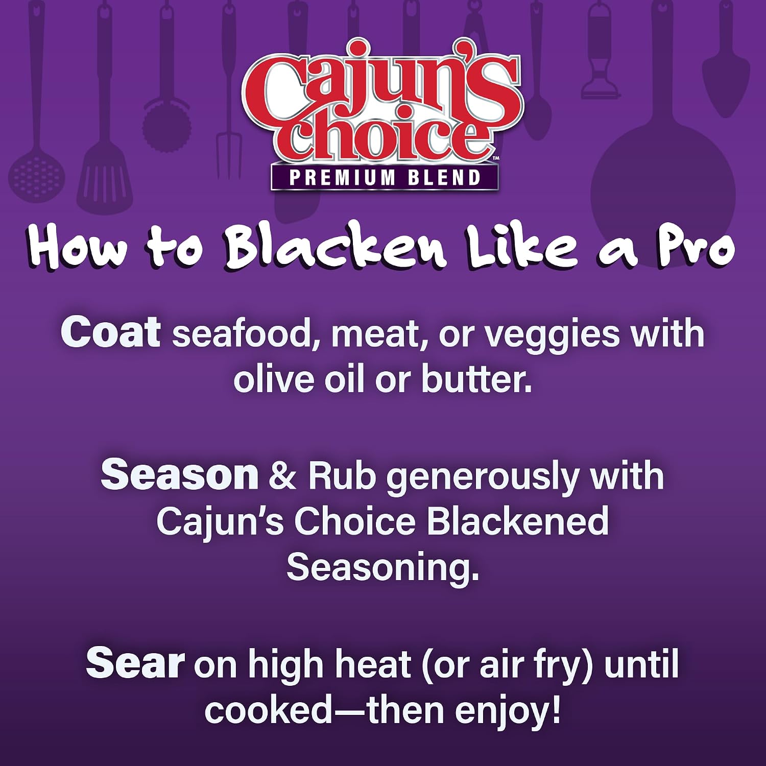 Cajun's Choice Blackened Seasoning - 2.75 oz Jar, Pack of 2, All Natural, Low Salt, Gluten-Free - Authentic Louisiana Spice for Fish & BBQ | Low-sodium, all-natural seasoning and rub for fish, seafood, chicken, pork, steak, vegetables and salads.