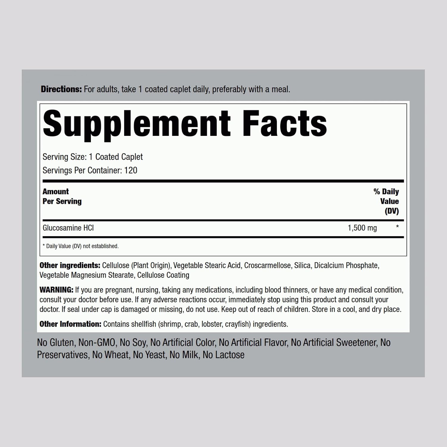 Piping Rock Glucosamine HCL 1500mg | 120 Caplets | Mega Strength | Non-GMO & Gluten Free Supplement