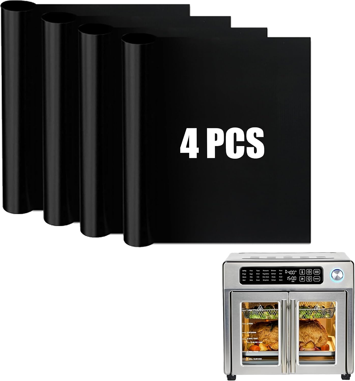 120PCS Air Fryer Liners Disposable for Emeril Lagasse 26QT Air Fryer | Unbleached Non-Stick Parchment Paper Sheets Accessories for Emeril Lagasse French Door 360 Air Fryer 26QT Toaster Oven
