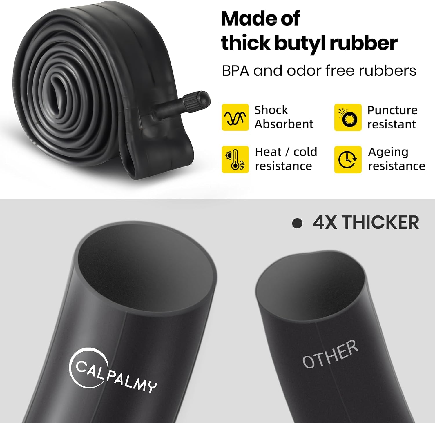 CALPALMY 12"/14"/16"/18"/20"/22"/24"/26"/28" Kids Bike Inner Tubes (2 Pack), Width Fit 1.75/1.95/2.125 with Schrader Valve