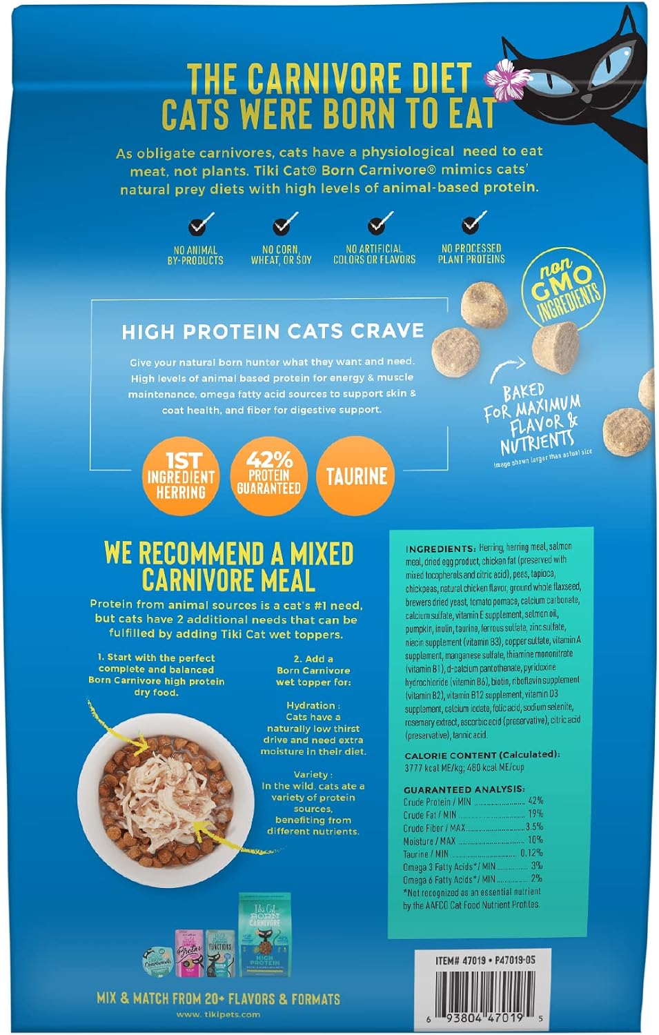 Tiki Cat Born Carnivore Dry Cat Food, Deboned Chicken & Egg, 2.8 lbs. Bag
