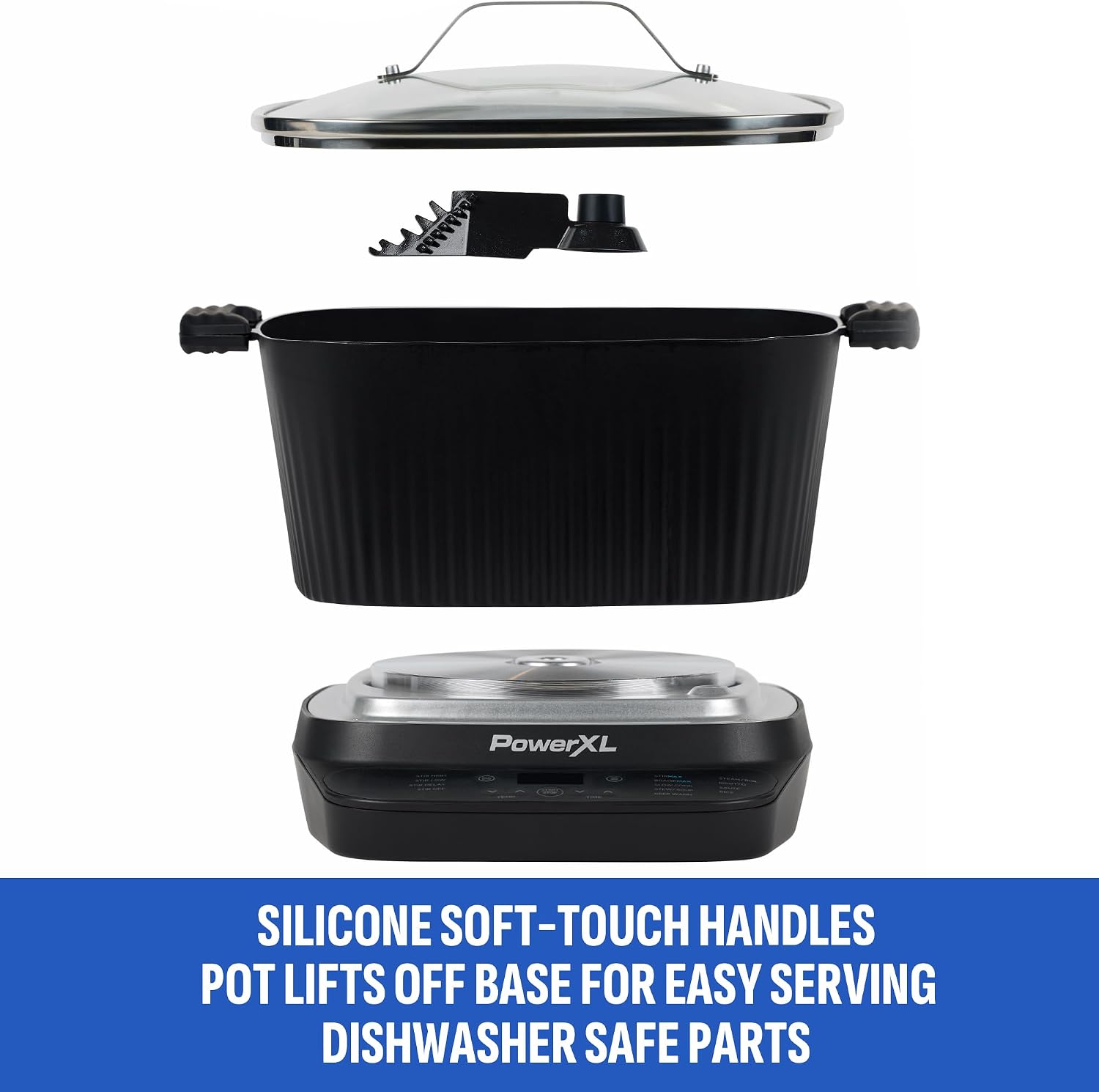 STIRMAX PLUS 7.5QT Digital Multi-Cooker with Auto Stir | 9-in-1 multicooker with automatic stirring, sauté, sear and 7.5QT family-size capacity.