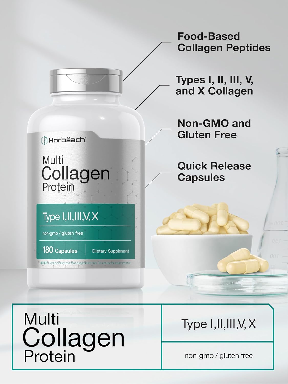 Horbäach Multi Collagen Protein 2000 mg | 180 Capsules