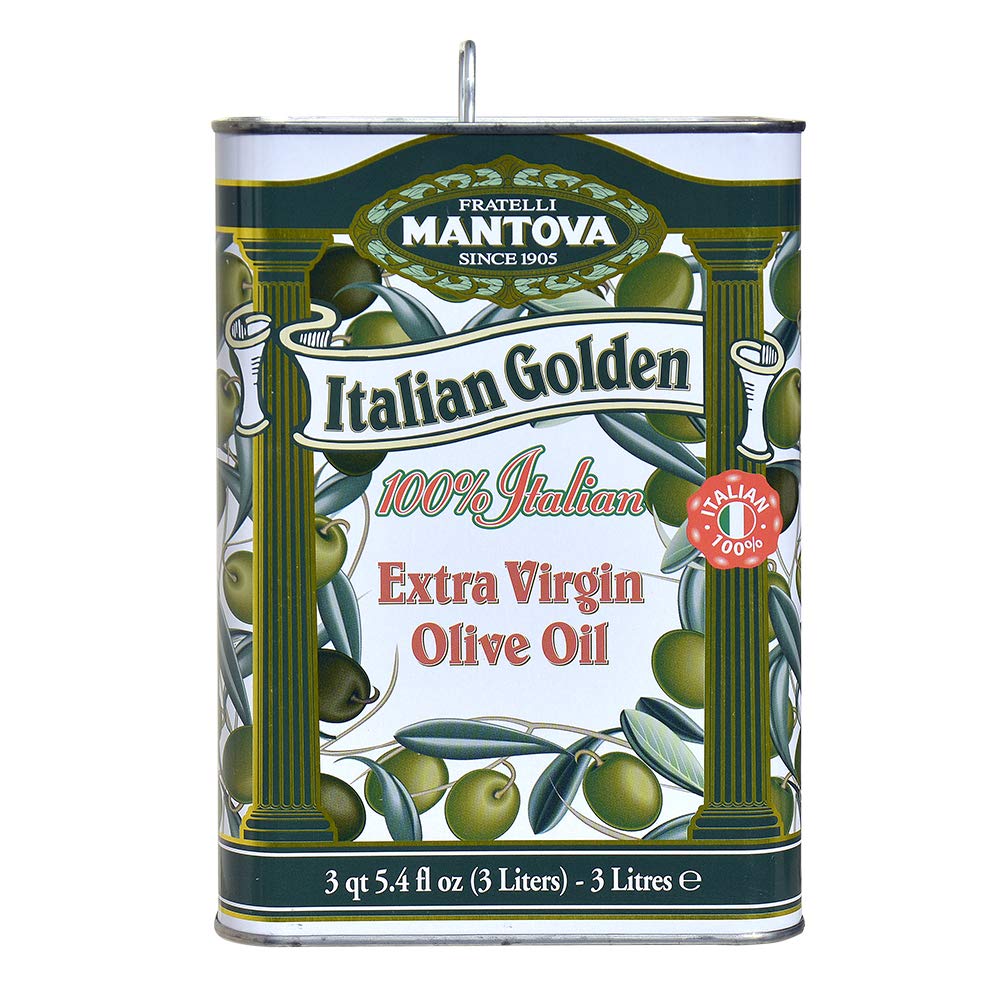 Mantova Italian Golden Extra Virgin Olive Oil 102 oz - Premium Authentic Italian EVOO Cold-Pressed, 100% Italian Grown Olives, Rich Flavor