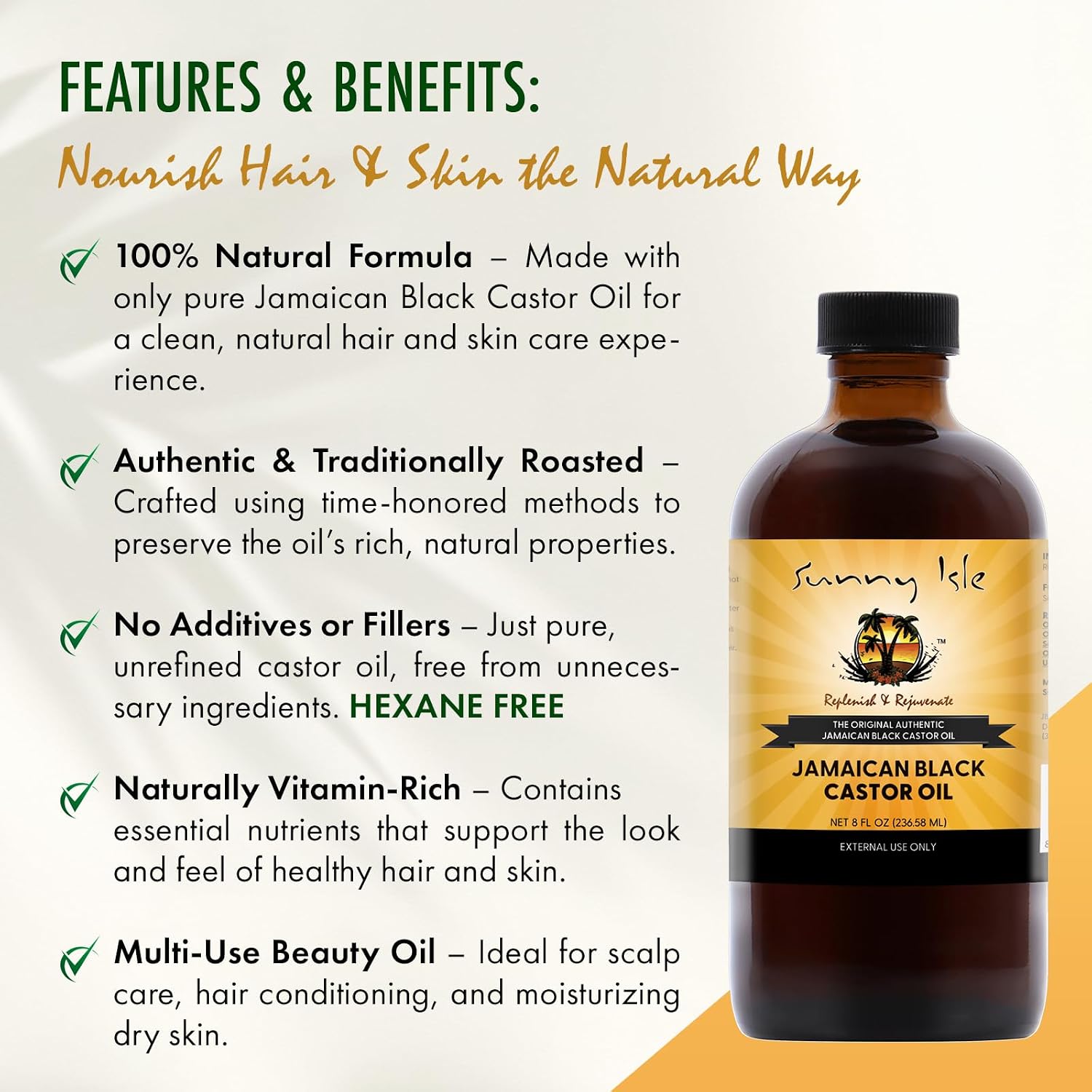 Sunny Isle Jamaican Black Castor Oil 4oz, Original, Authentic | Moisturizing JBCO for Hair Growth, Scalp Care, Edges, Eyebrows & Eyelashes, Conditioning for Dry Skin, Unscented
