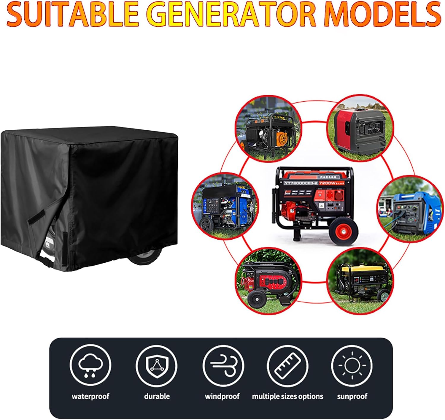 Heavy-Duty Generator Cover for Predator 9000 2019-pr, Water Resistant Outdoor Protective Dust Rain Snow Cover for Portable Generators
