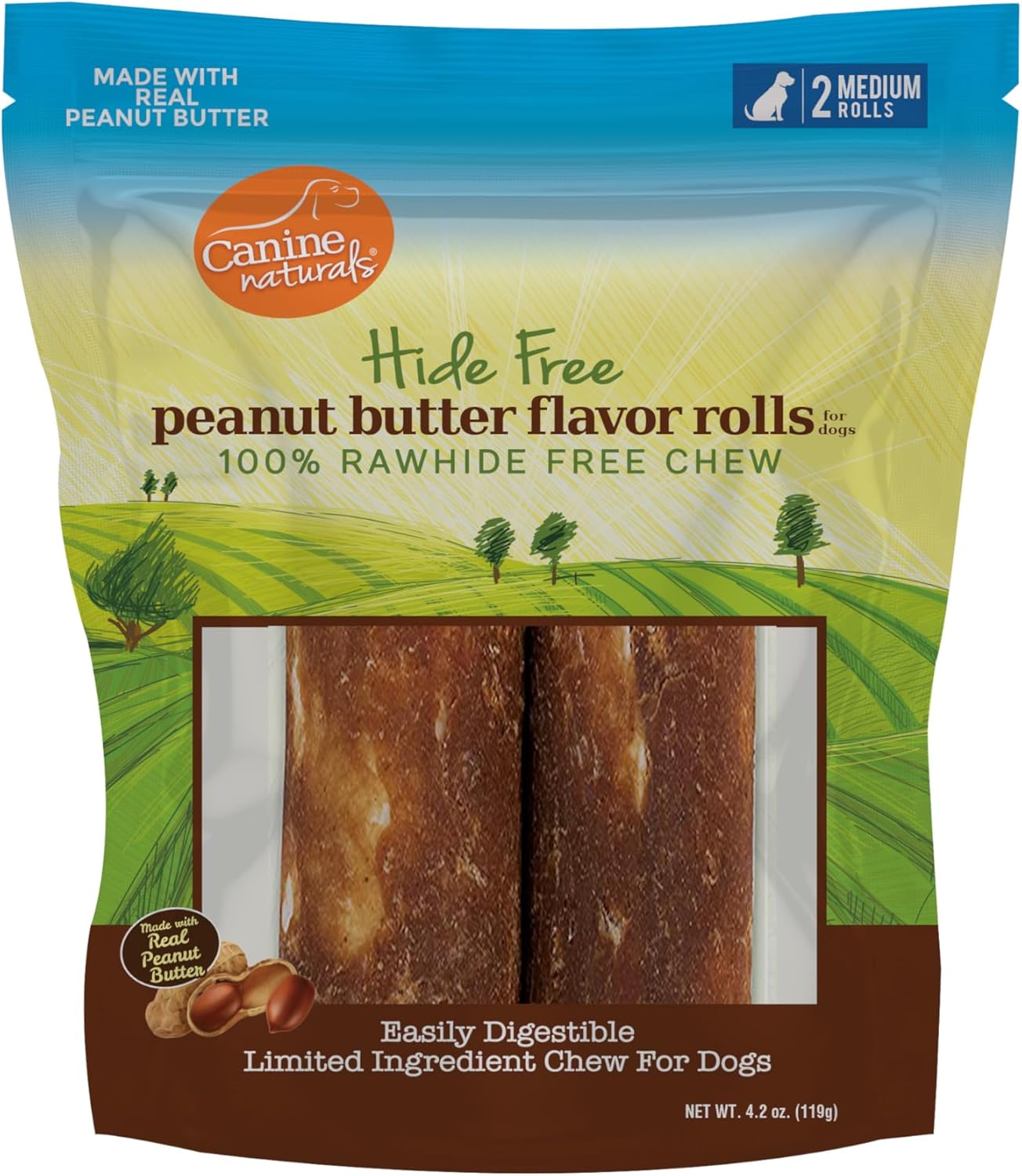Canine Naturals Rawhide Free Chicken Recipe Dog Chew, Medium Rolls, 2 Count