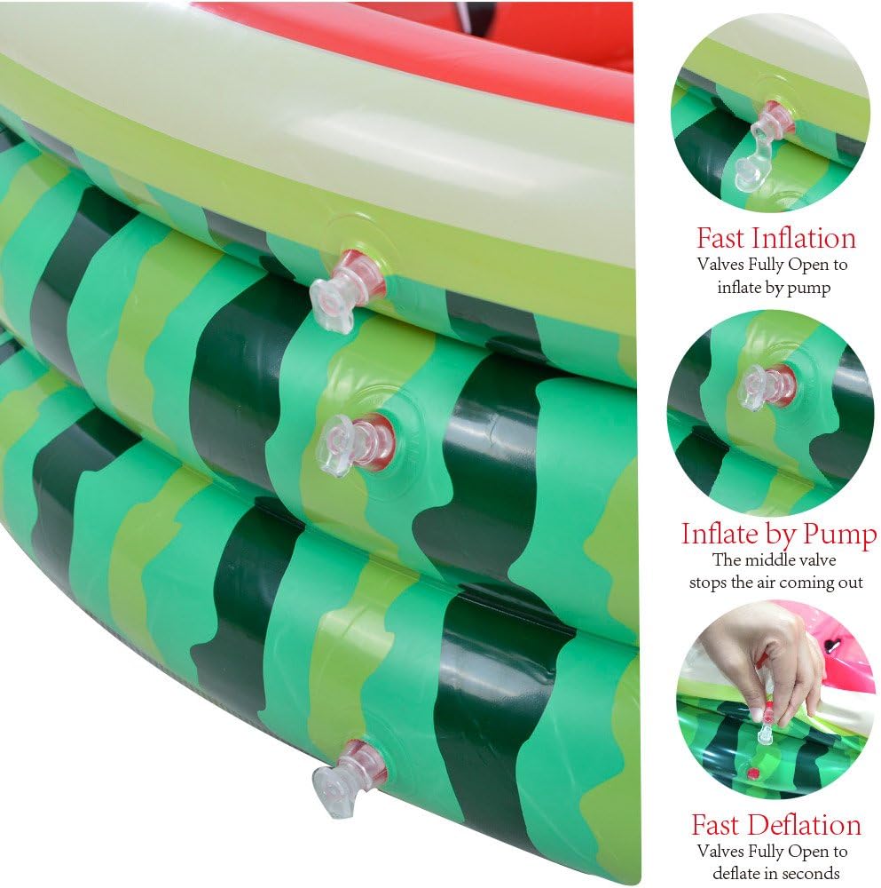 Kiddie Watermelon Baby Pool – 60”x15” Inflatable Ball Pit for Toddlers Outdoor & Baby Swimming Play for Backyard, Durable Blow-Up Design