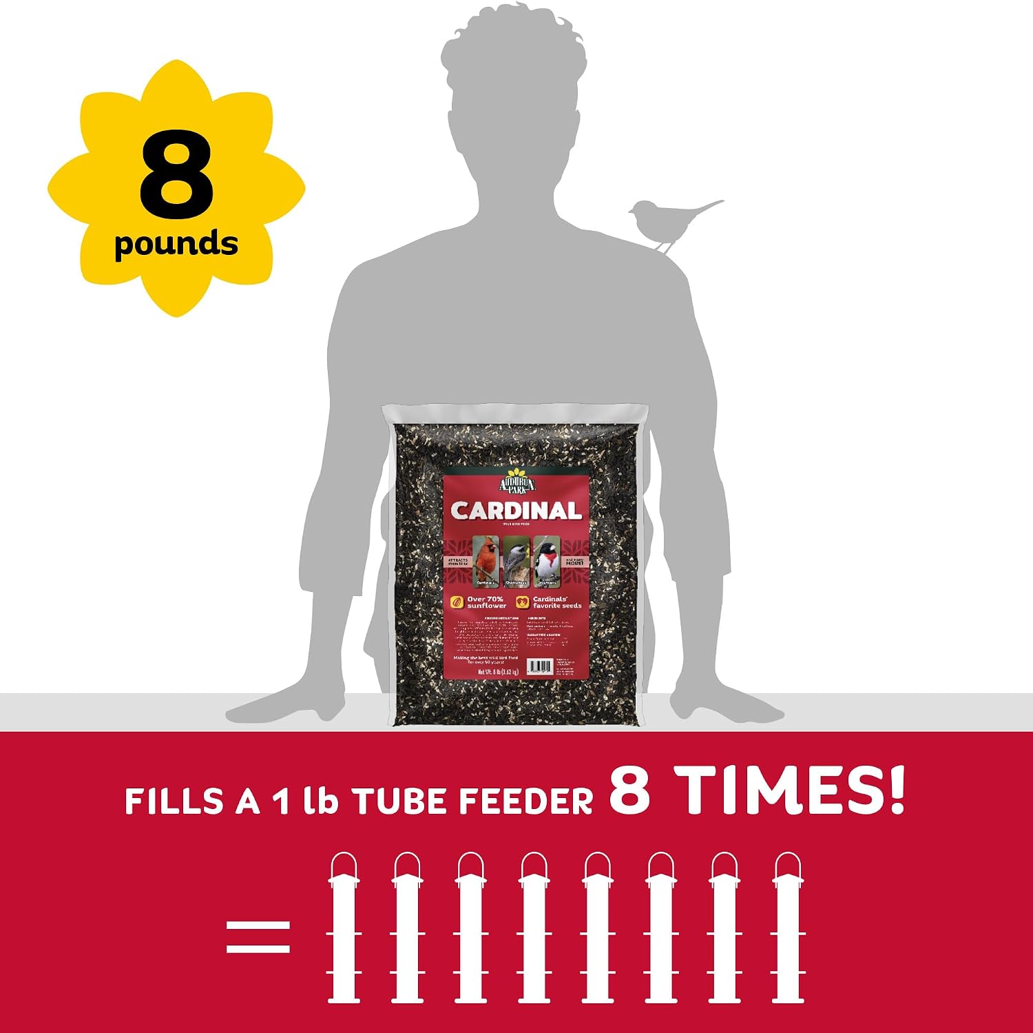 Audubon Park Cardinal Blend Wild Bird Food, Cardinal Bird Seed for Outside Feeders, 4-Pound Bag