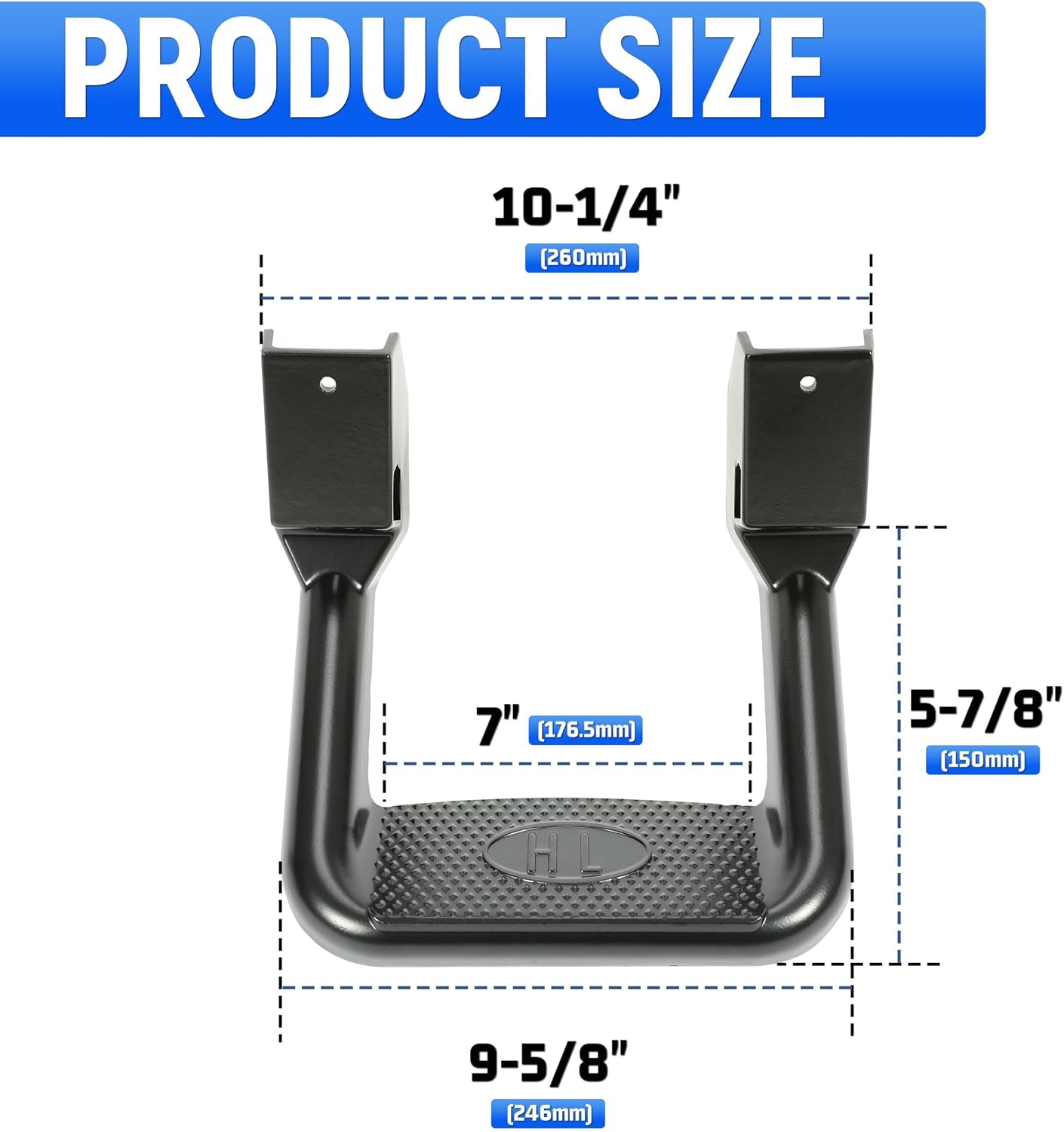 Kojem 2Pcs Silvery Aluminum Side Step Compatible with Chevy Chevrolet GMC Ford Isuzu Mitsubishi Dodge Jeep Nissan Toyota Mazda Side Hoop Step Polishing