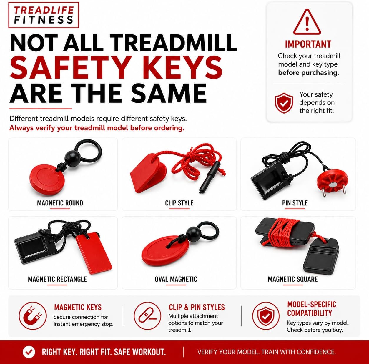 Treadmill Safety Key | Replacement for BowFlex TreadClimber TC3000 & TC5000 Models