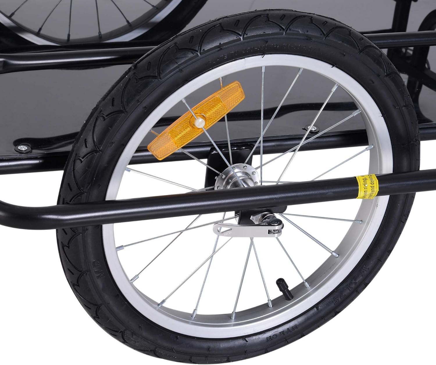 Aosom Bike Cargo Trailer Heavy-Duty with Universal Hitch 16" Wheels Black | Bicycle Trailer, Bike Wagon Cart, Foldable Compact Storage