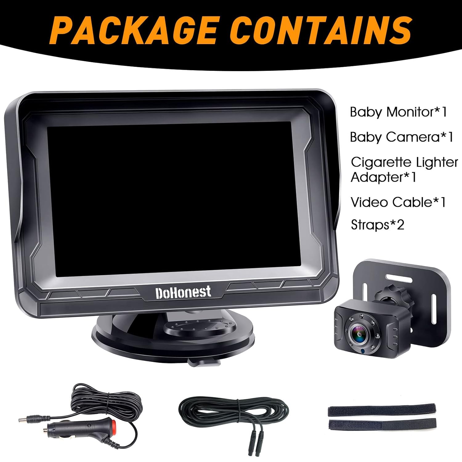 DoHonest Baby Car Camera HD 1080P - Rear-Facing Car Baby Monitor with Night Vision, Adjustable View Angle, Easy Setup, Anti-Glare Display