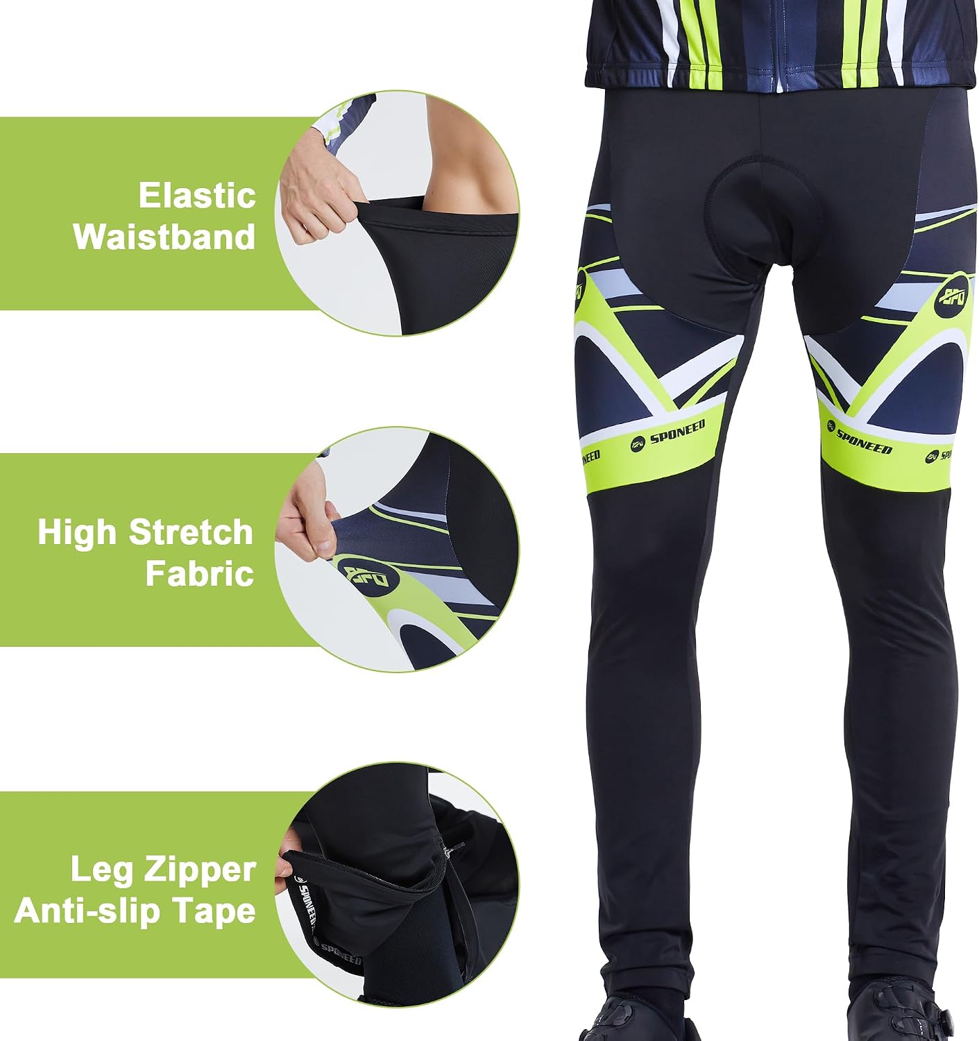sponeed Cycling Clothes for Men Long Sleeve Mountain Bike Road Bicycle Shirt Jerseys Padded Pants Biking Outfits