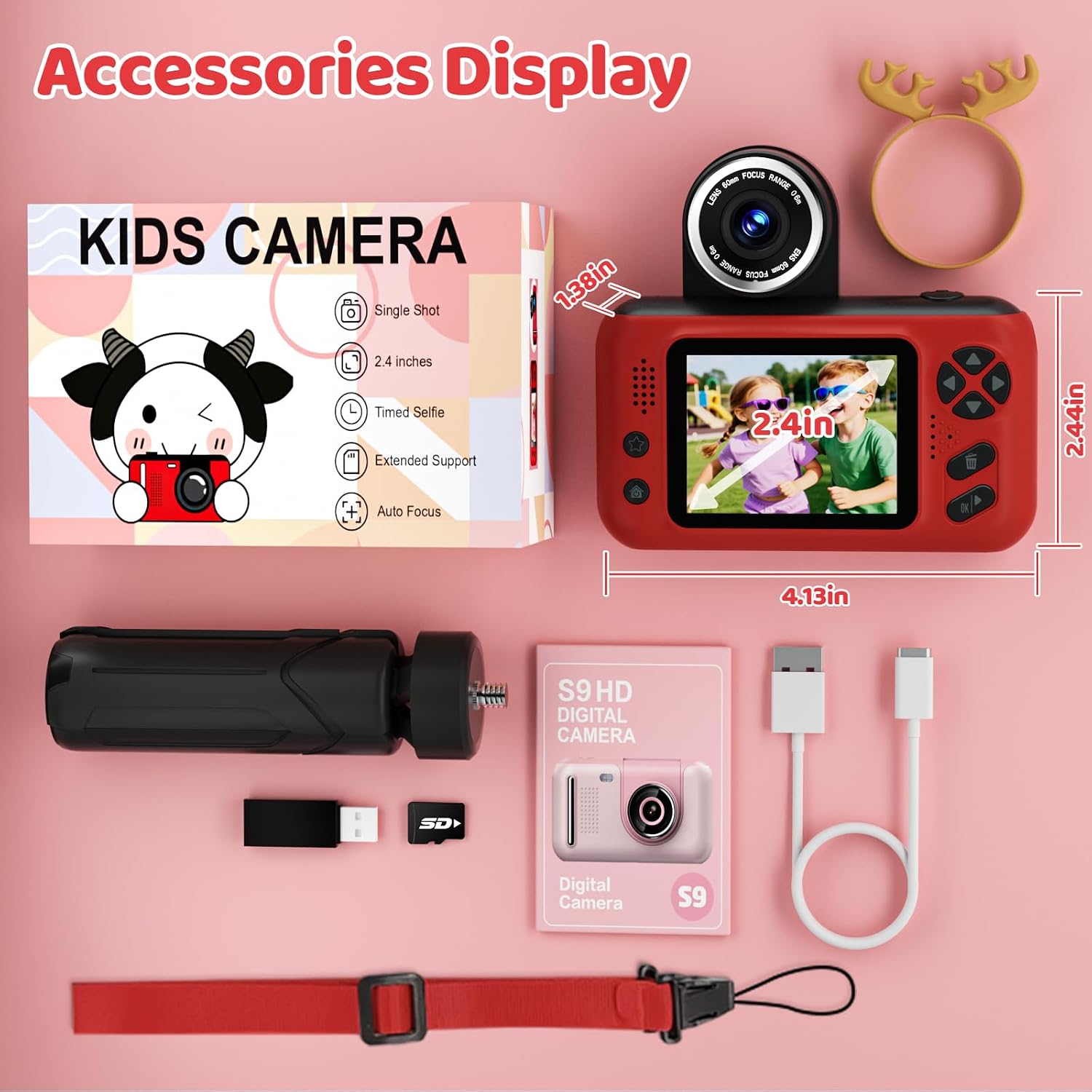 Makolle Camera for Kids, Portable Travel Camera for Childrens Age 3-8, Blue | Flip Up Lens, Drop Proof, With Tripod, Long Battery Life, SD Card Included, Birthday Gifts for Boys and Girls Age 3-12