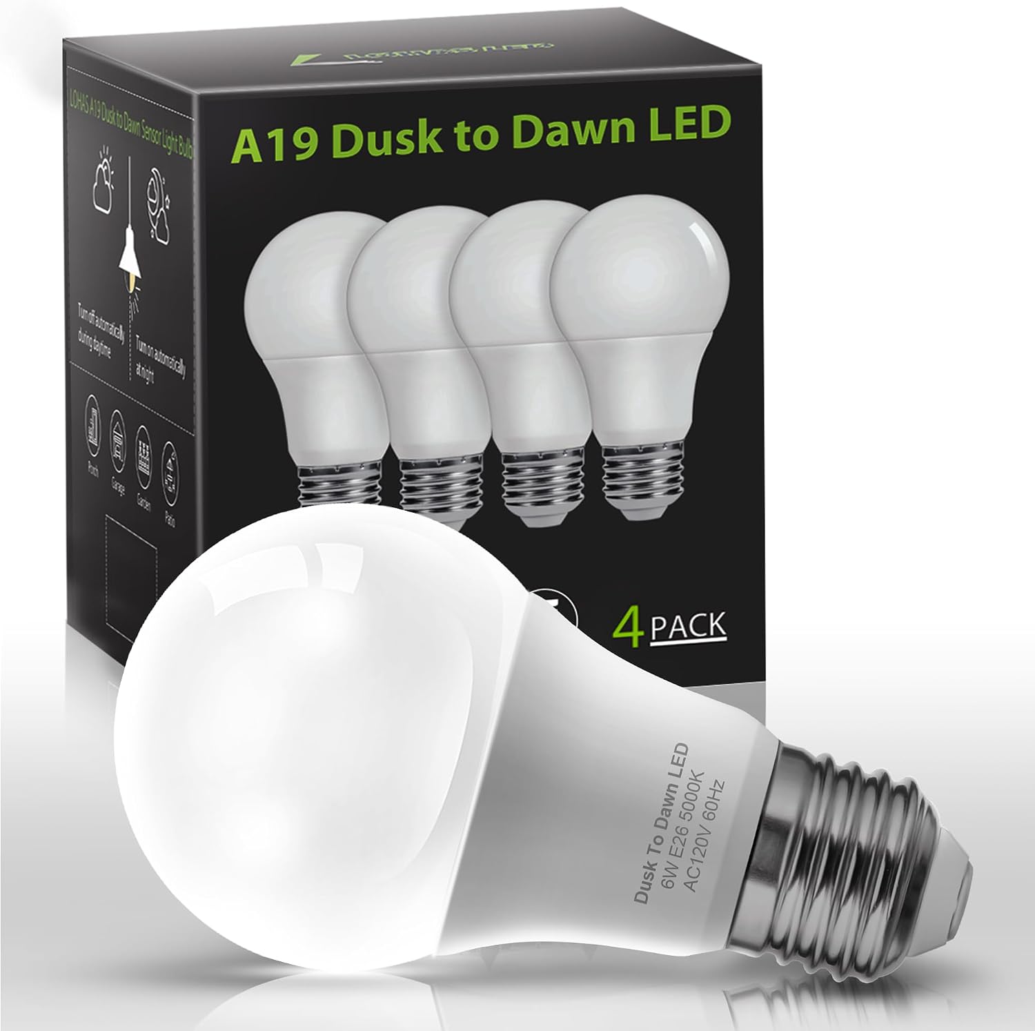 LOHAS Dusk to Dawn Sensor Light Bulbs, 40W Equivalent LED Outdoor Lighting