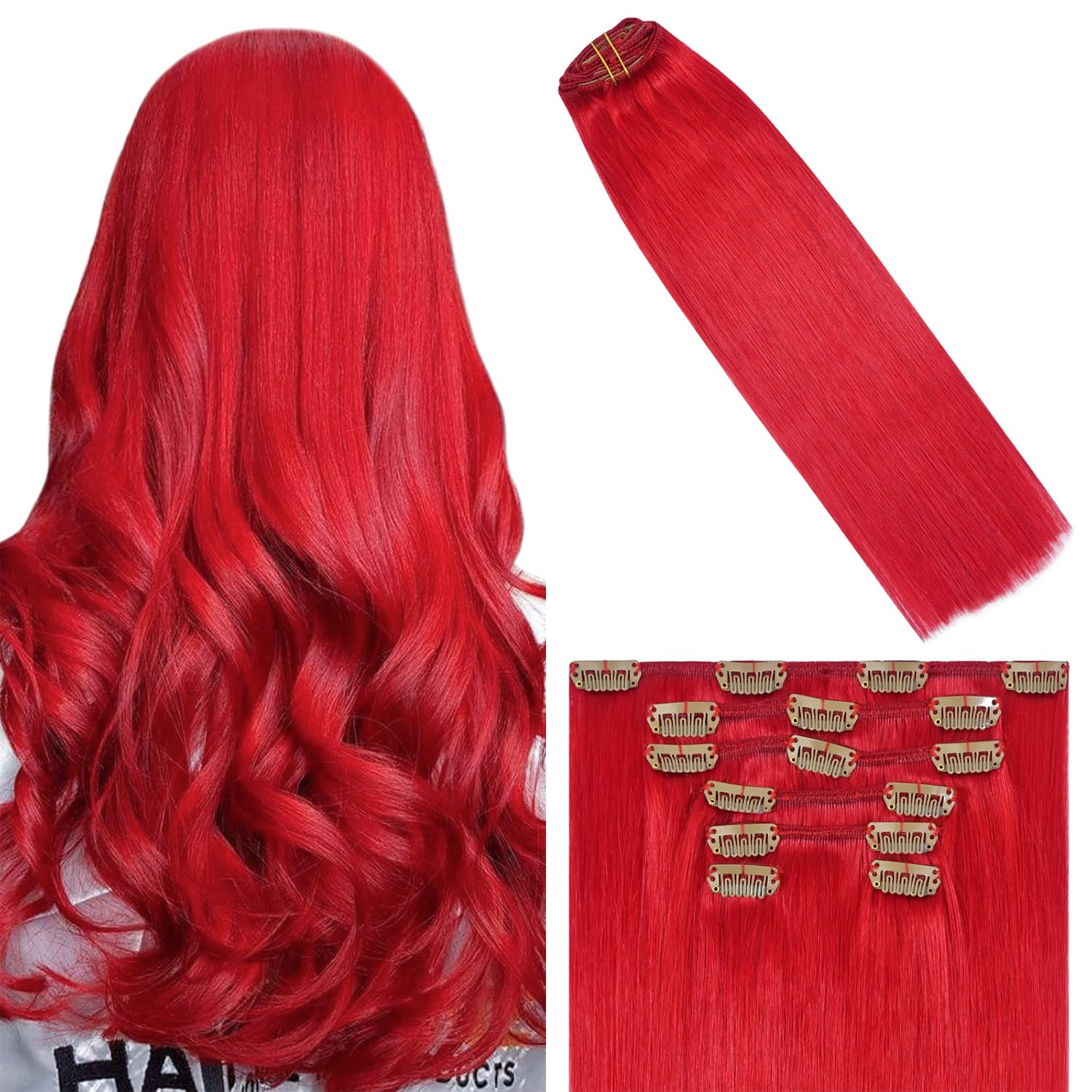 WindTouch Clip In Hair Extensions Human Hair Mixed Bleach Blonde 18Inch 75g Hair Extensions for Women Remy Blonde Extensions Clip in #18p613 7PCS