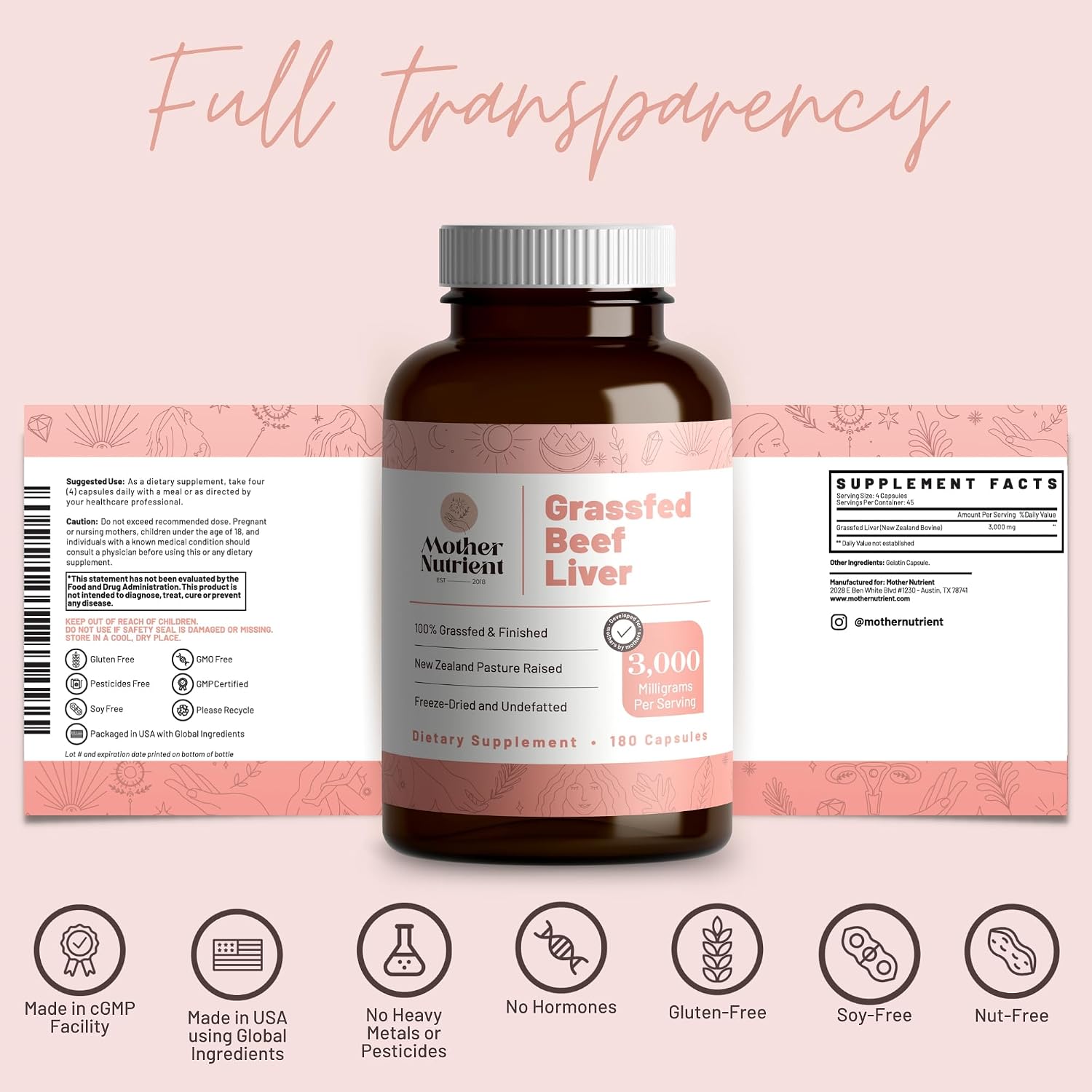 Grass Fed Beef Liver Capsules from Pasture-Raised New Zealand Beef Organs
