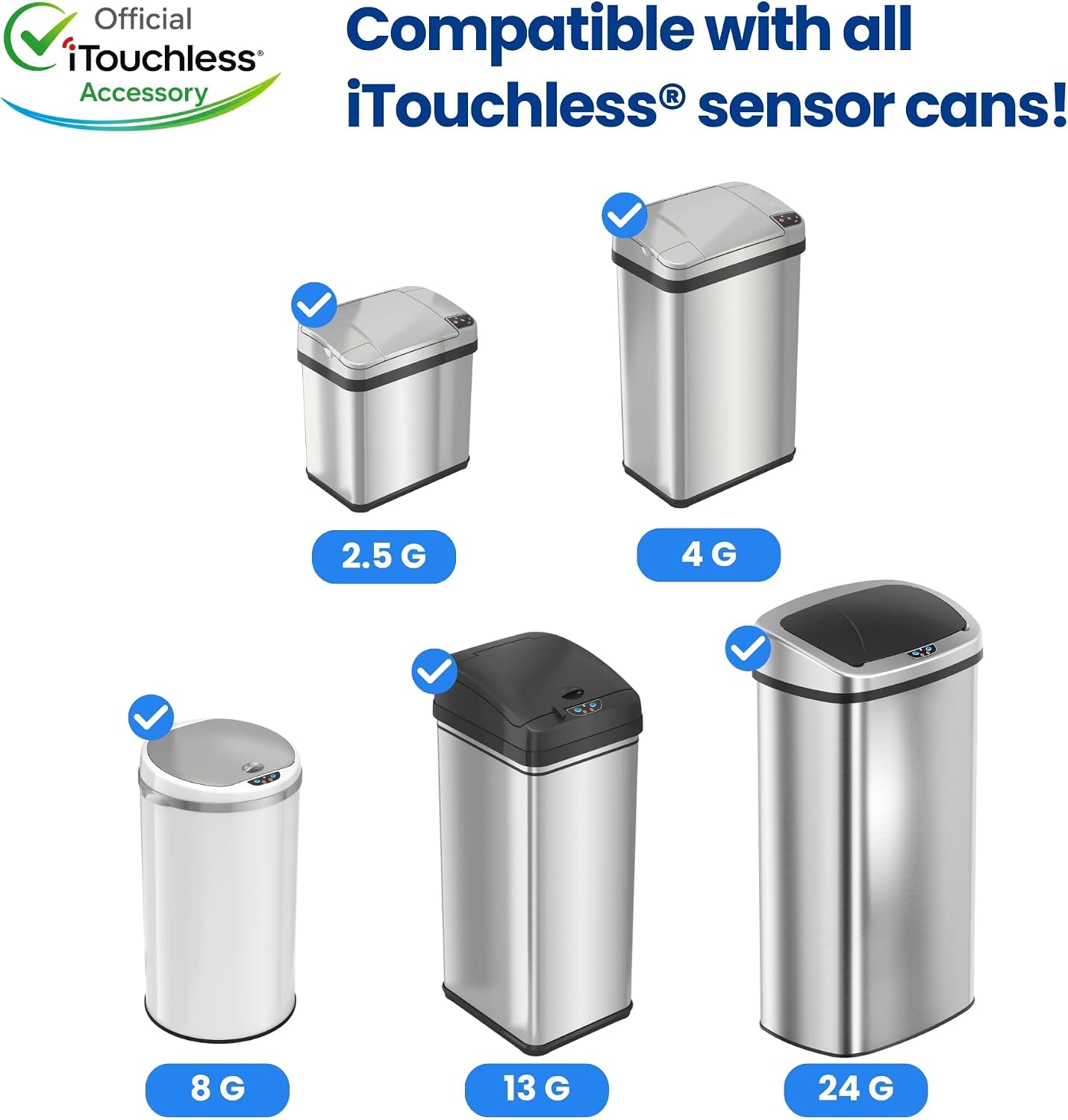 iTouchless Official AC Power Adapter for ITOS13B, 13 Gallon Sensorcan Touchless Can-Stainless Steel-Oval Shape