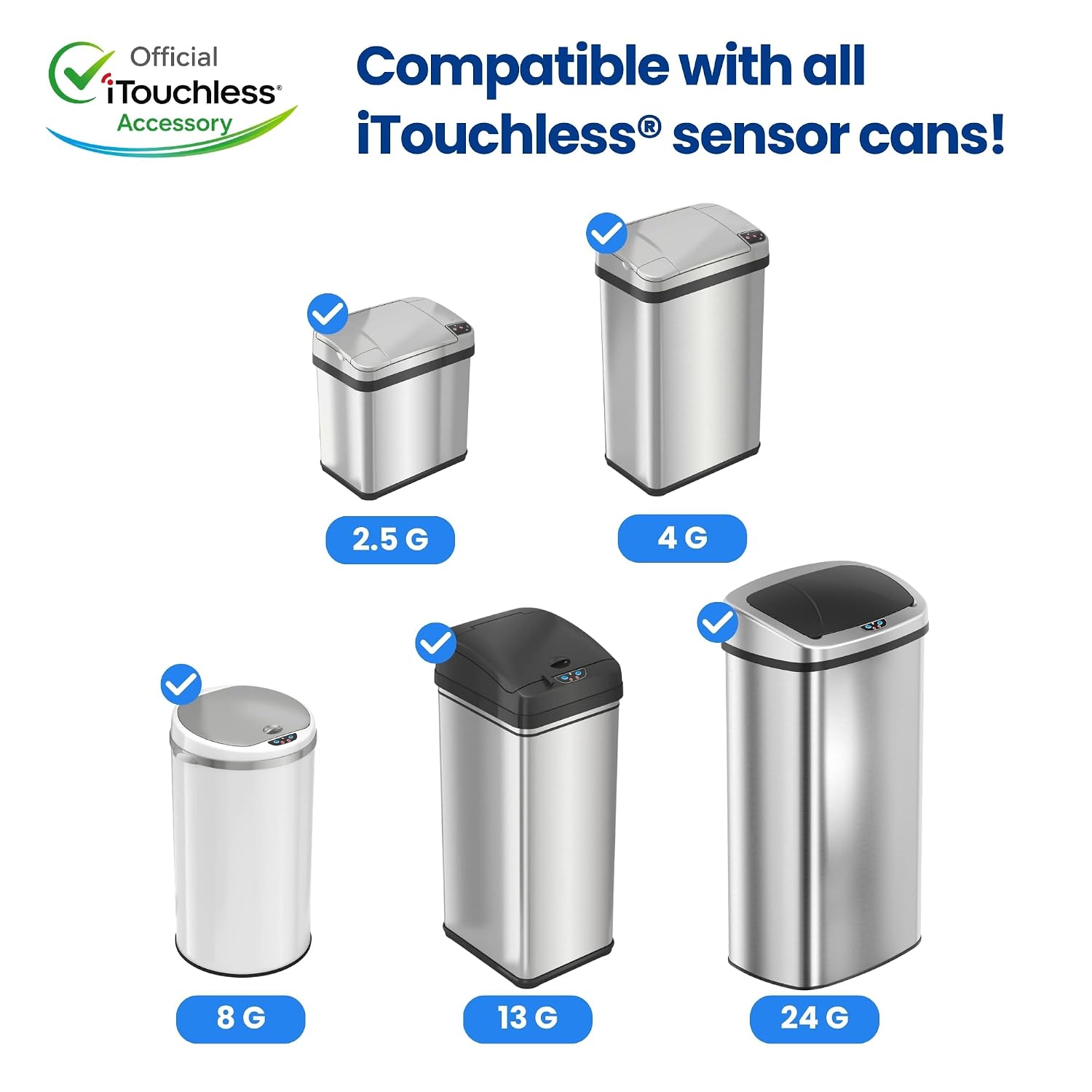 iTouchless 13 Gallon Touchless Sensor Garbage Can, Stainless Steel, Round Sensor Automatic Trash Can for Kitchen and Office