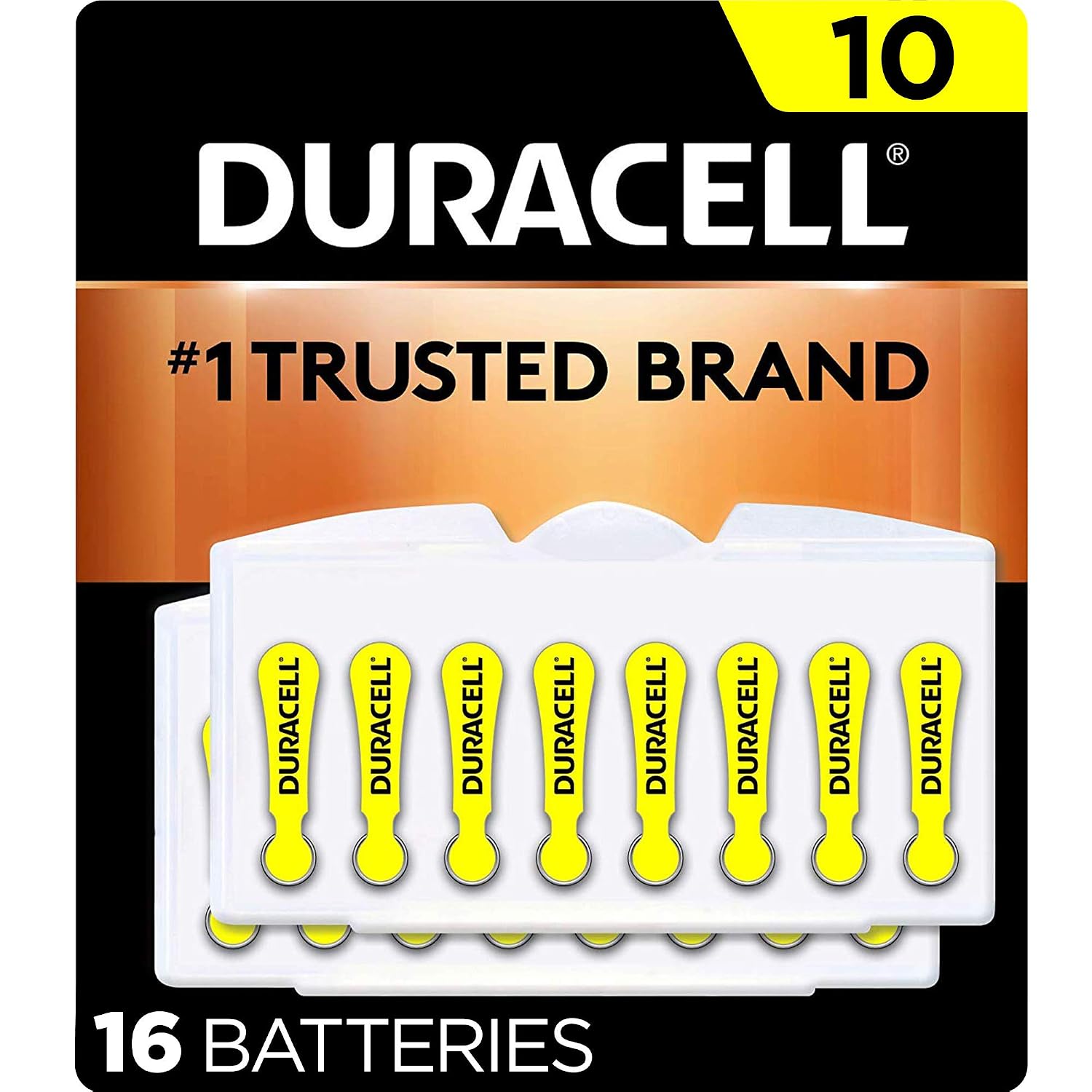 Duracell Hearing Aid Batteries Size 312, Brown, 16 Count (Pack of 1), Long-lasting Power, Extra-long EasyTab Install