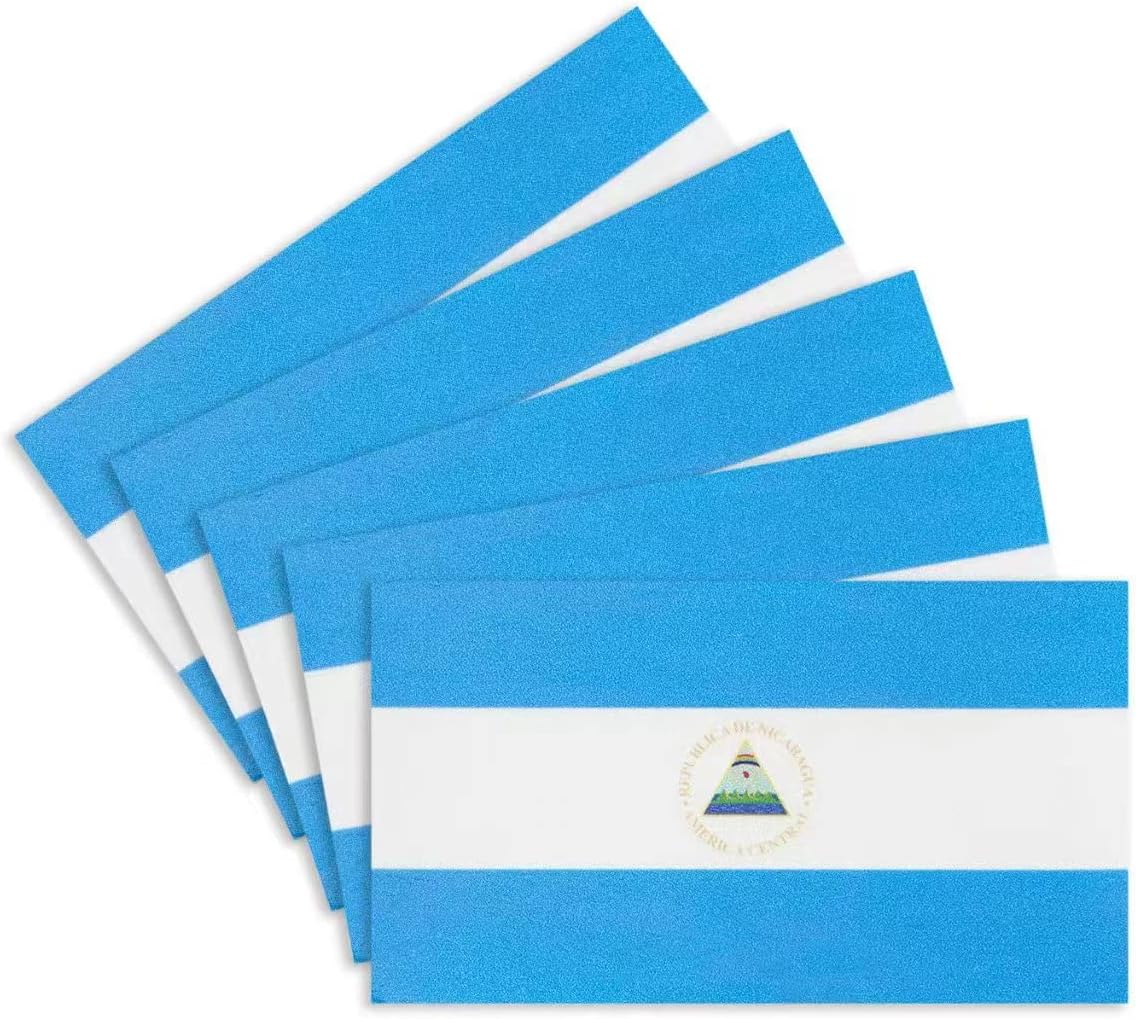 CANTENDO 5Pcs Nicaragua Flag Decal Sticker - Nicaraguan Flags Reflective Vinyl Car Stickers - for Car Window Bumper Waterproof Sticker (2.5 x 4.5