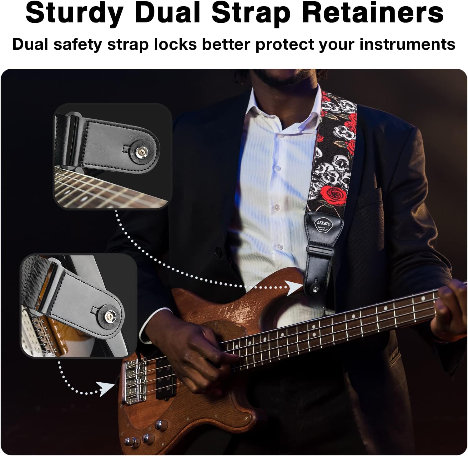 LEKATO Guitar Straps for Electric Guitar Bass