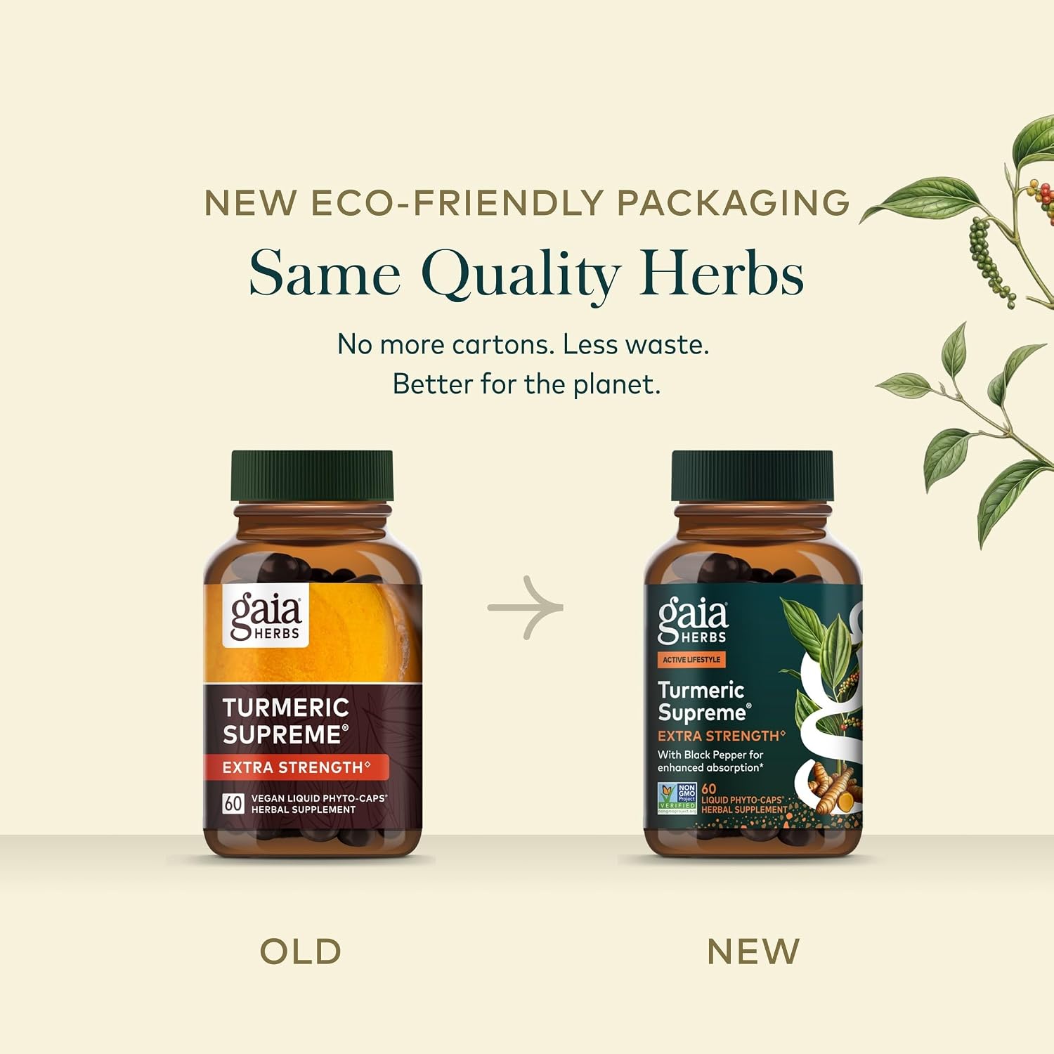 Gaia Herbs Turmeric Supreme Extra Strength - Helps Reduce Occasional Discomfort from Normal Wear & Tear*- 616 mg Organic Turmeric Curcumin Supplement with Black Pepper- 120 Vegan Liquid Phyto-Capsules