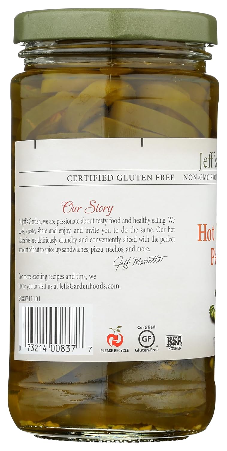 Jeff'S Garden, Peppers Jalapeno Hot Sliced, 12 Fl Oz