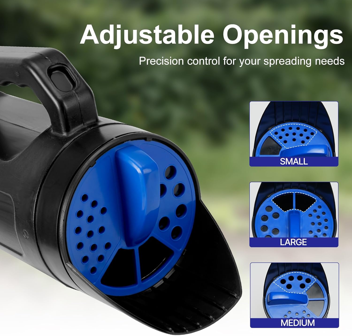 PERSZEN Handheld Spreader for Fertilizer, Grass Seed and Ice Melt, Multi-Use Seed Spreaders for Lawns with Adjustable Openings
