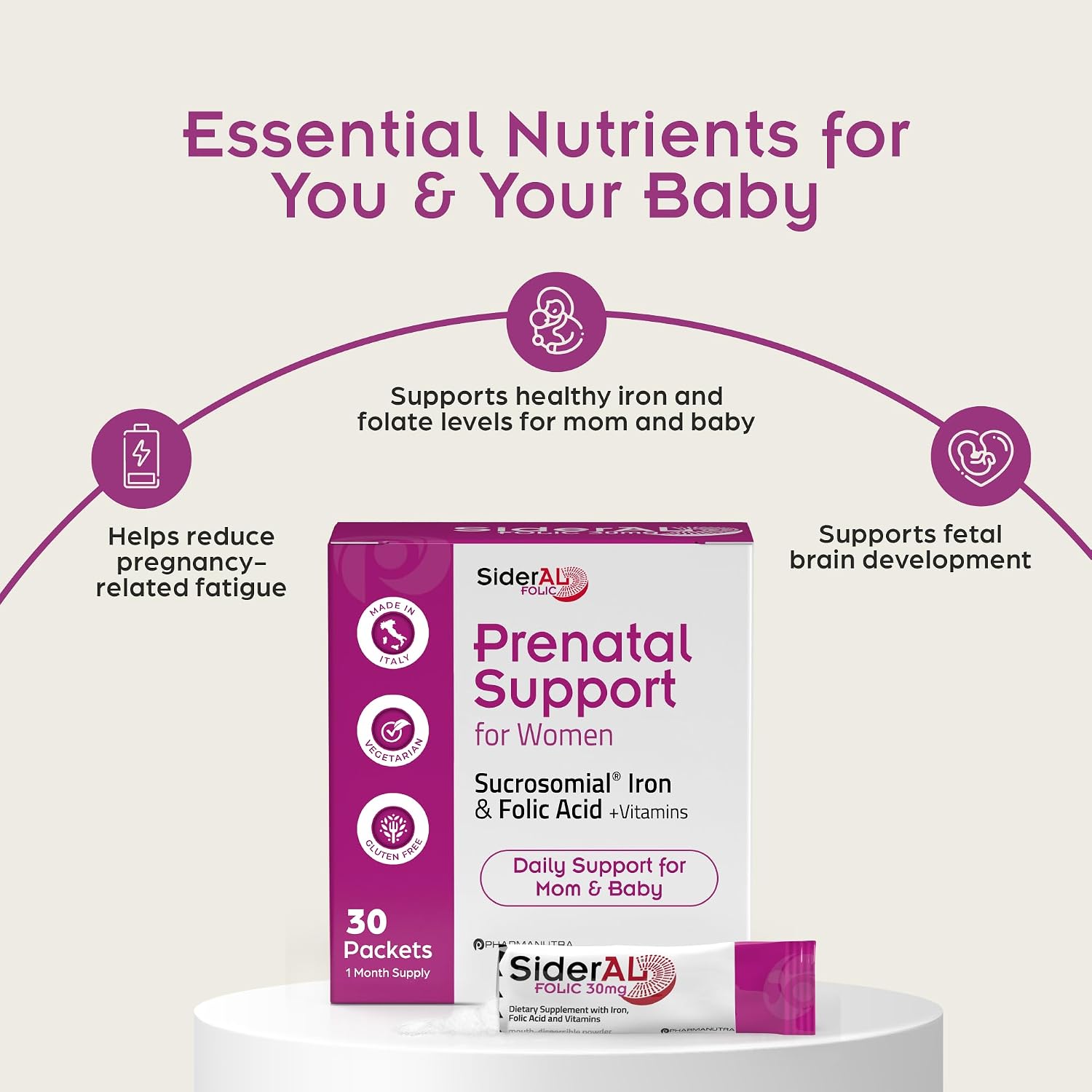 SiderAL Forte Sucrosomial Iron Supplement for Women and Men - Clinically Proven to Increase Levels without Side Effects, Gentle on Stomach