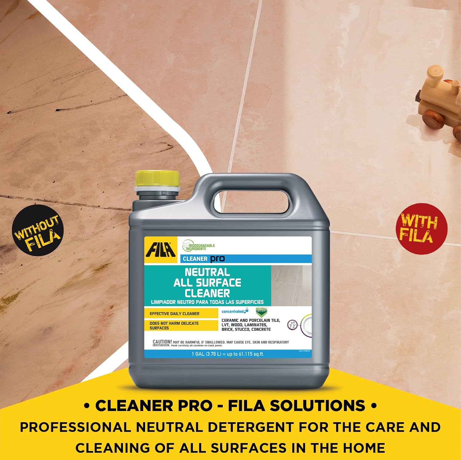 FILA Surface Care Solutions, CLEANER PRO, Neutral All Purpose Cleaner, Highly Concentrated - Up to 40 Washes, 1 QT