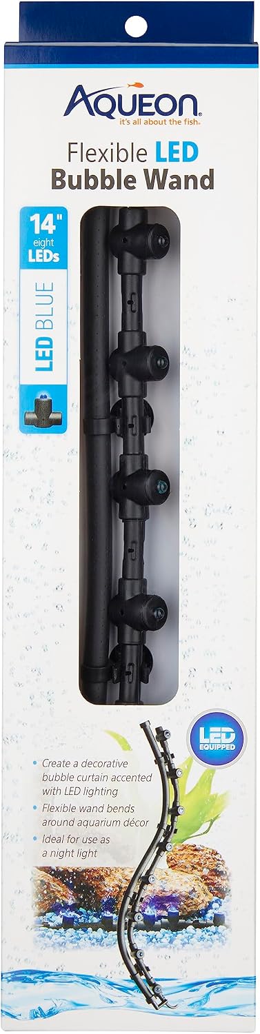Aqueon Fish Tank Aquarium Flexible LED Accent Light and Bubble Wand, Blue, 14 Inch