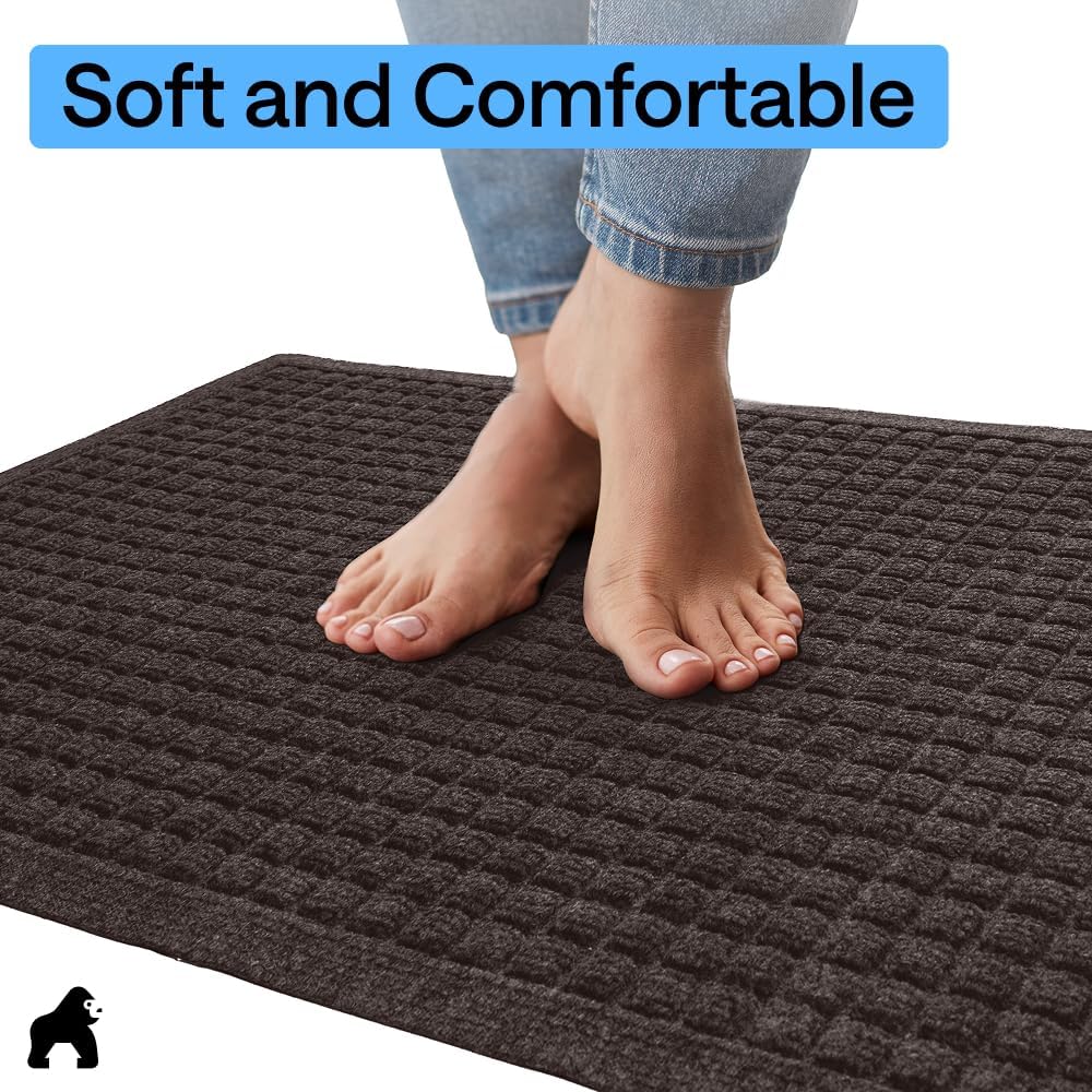 GORILLA GRIP® HydroABSORB Door Mat for Indoor Outdoor Use, 29x17 Black