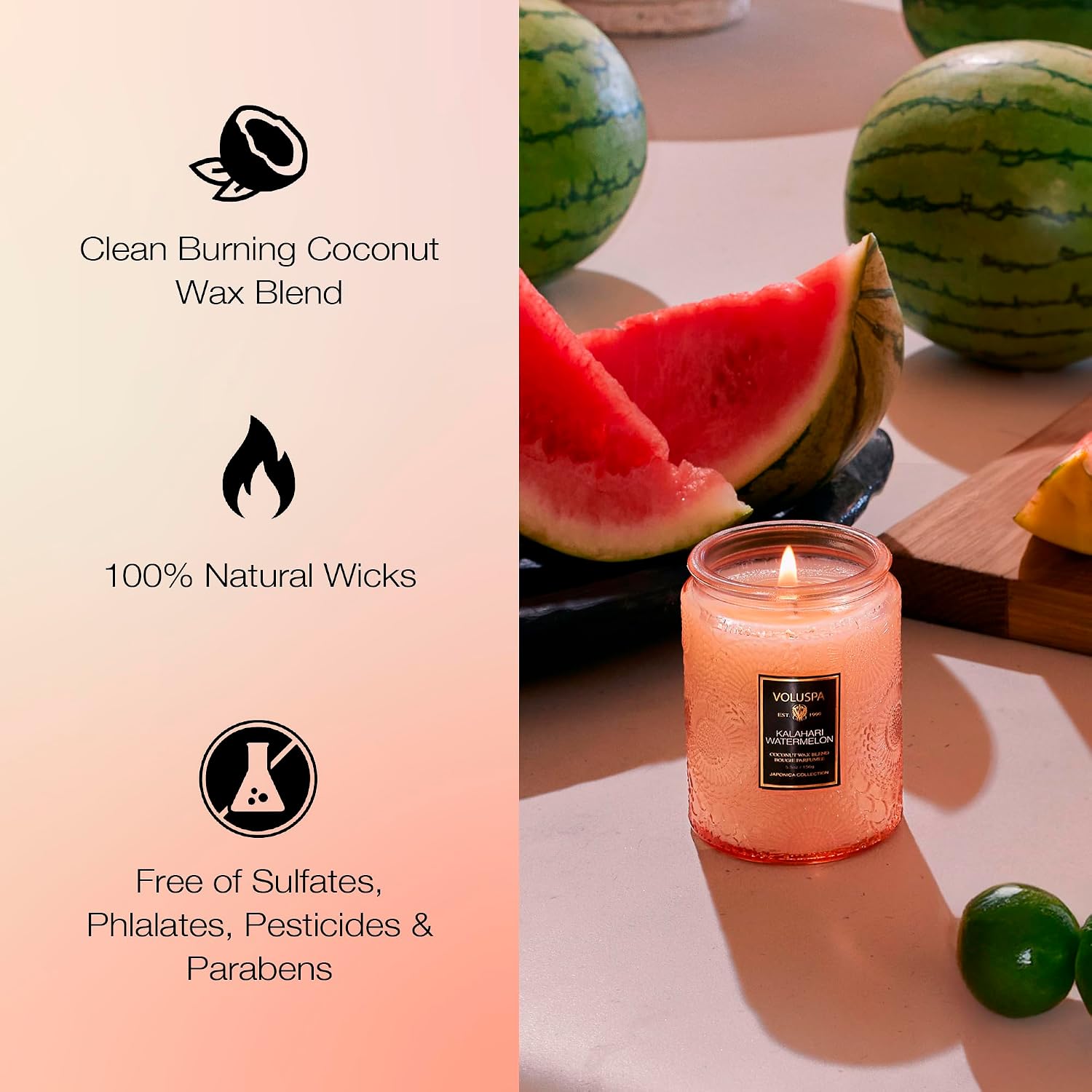 Voluspa Baltic Amber, Small Candle Jar, 5.5 oz, 50 Hour Burn Time, Coconut Wax for Clean Burning, Handcrafted in the USA