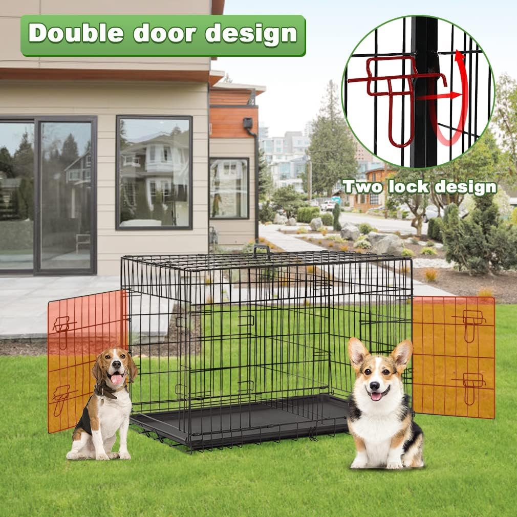 BestPet | Dog Crate | 48" | Black | Foldable Metal Kennel with Double Doors