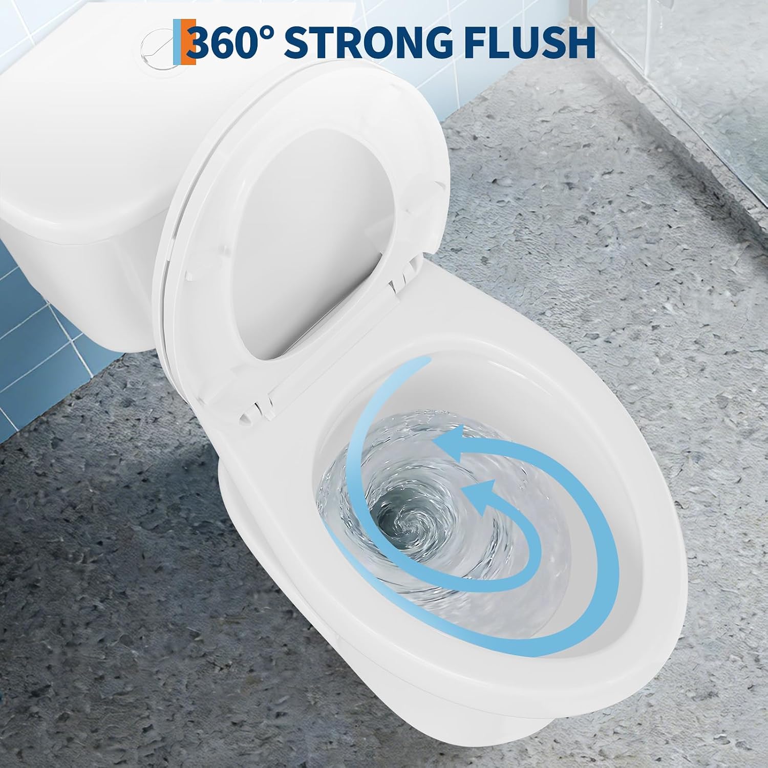 Two-Piece Toilets for Bathrooms, Comfort ADA Toilet with 19" Height, Elongated with Soft Close Seat, Power Flush 1.28 GPF